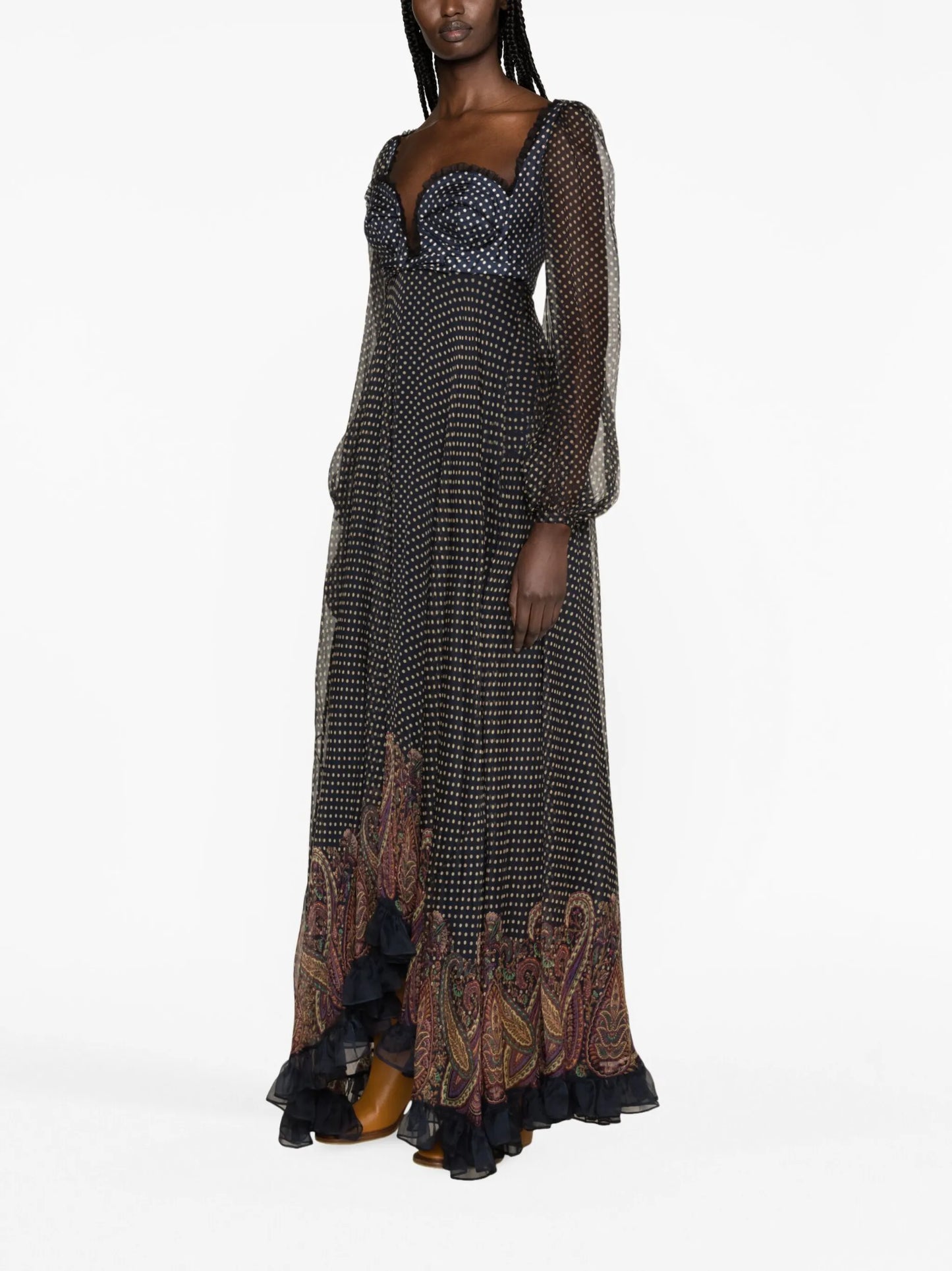 polka dot silk gown