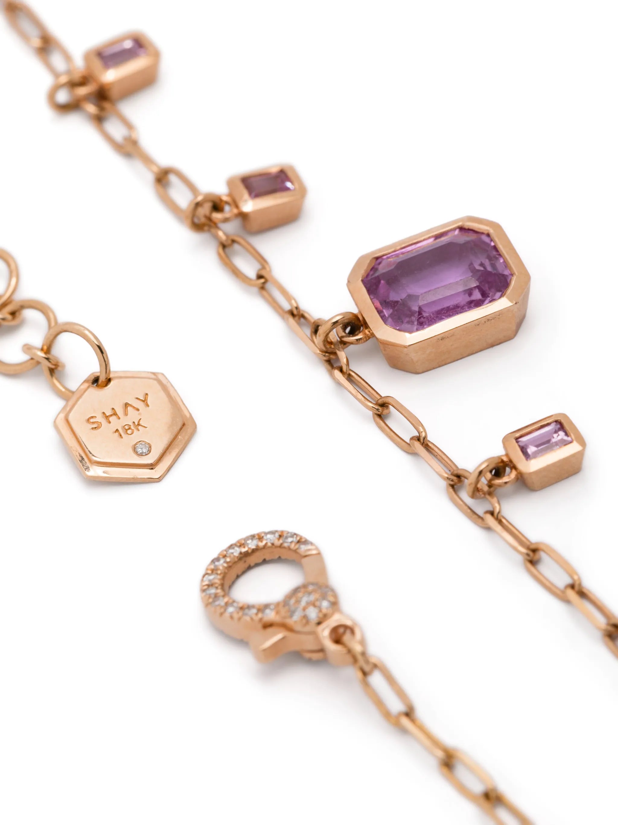 18K rose gold pink sapphire choker necklace