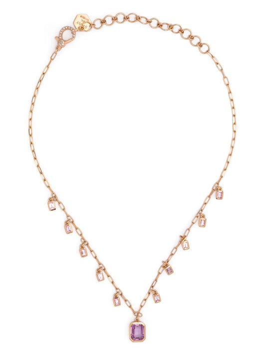 18K rose gold pink sapphire choker necklace