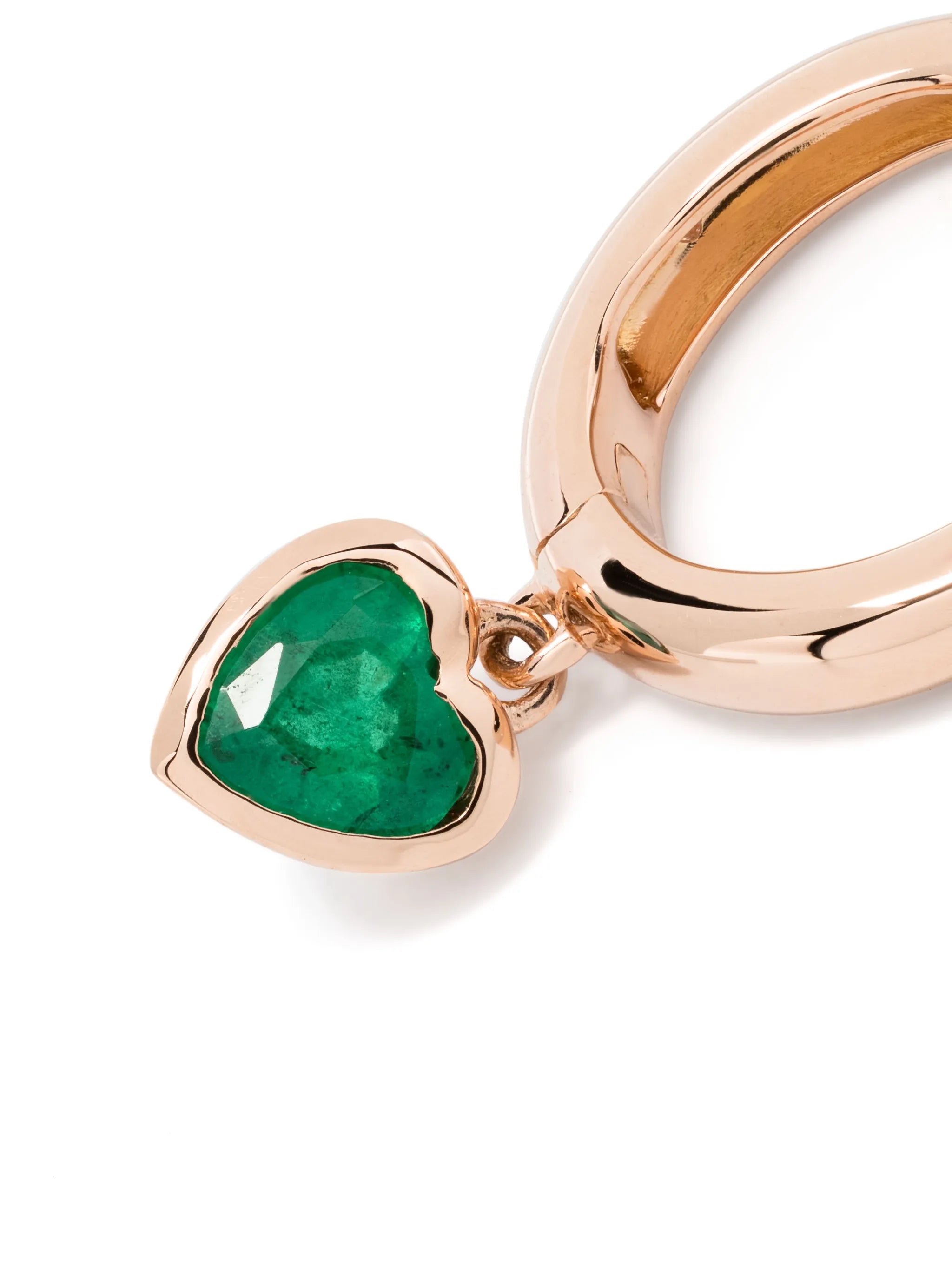 18K rose gold heart emerald single earring