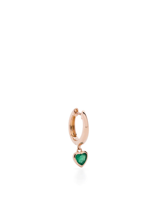18K rose gold heart emerald single earring