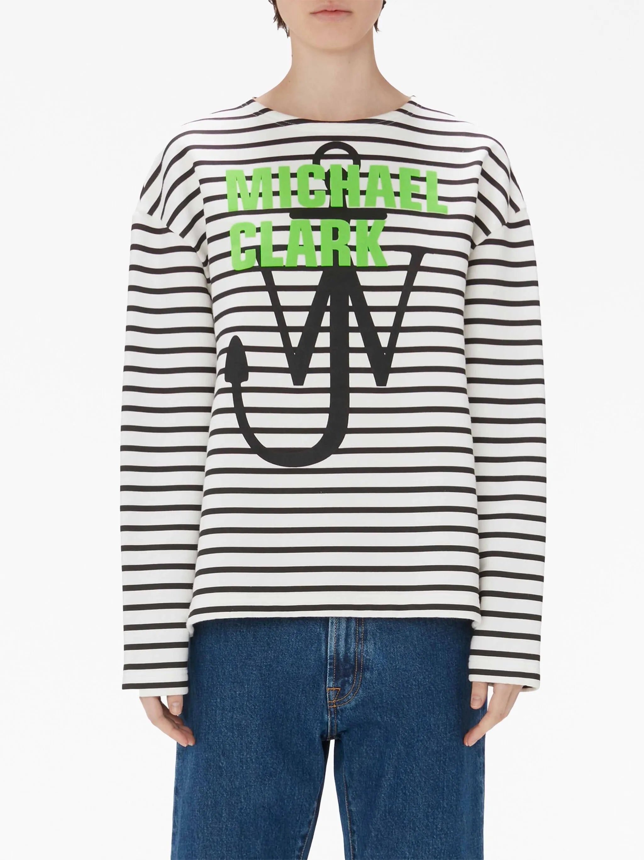 logo-print striped cotton sweatshirt