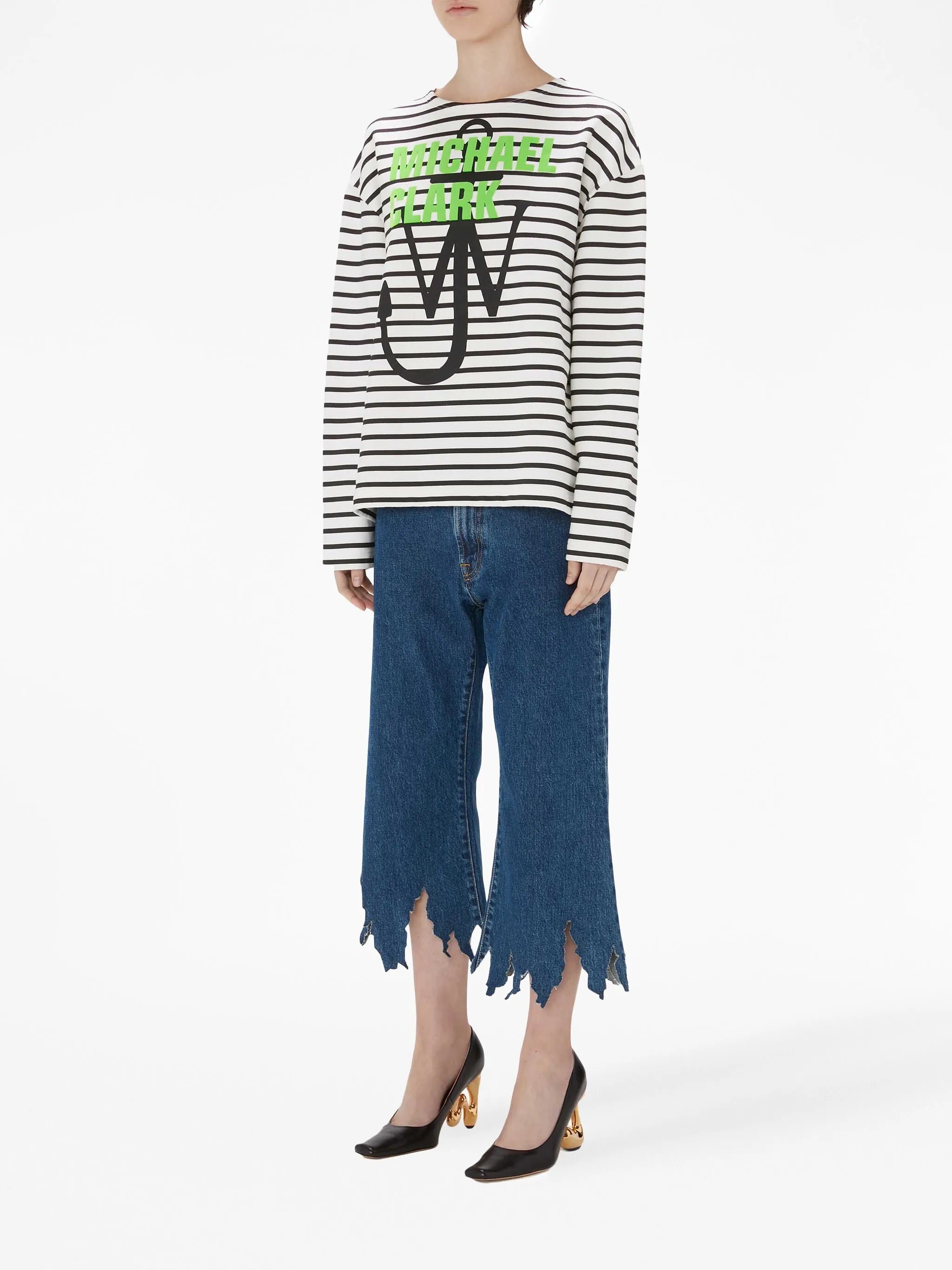 logo-print striped cotton sweatshirt