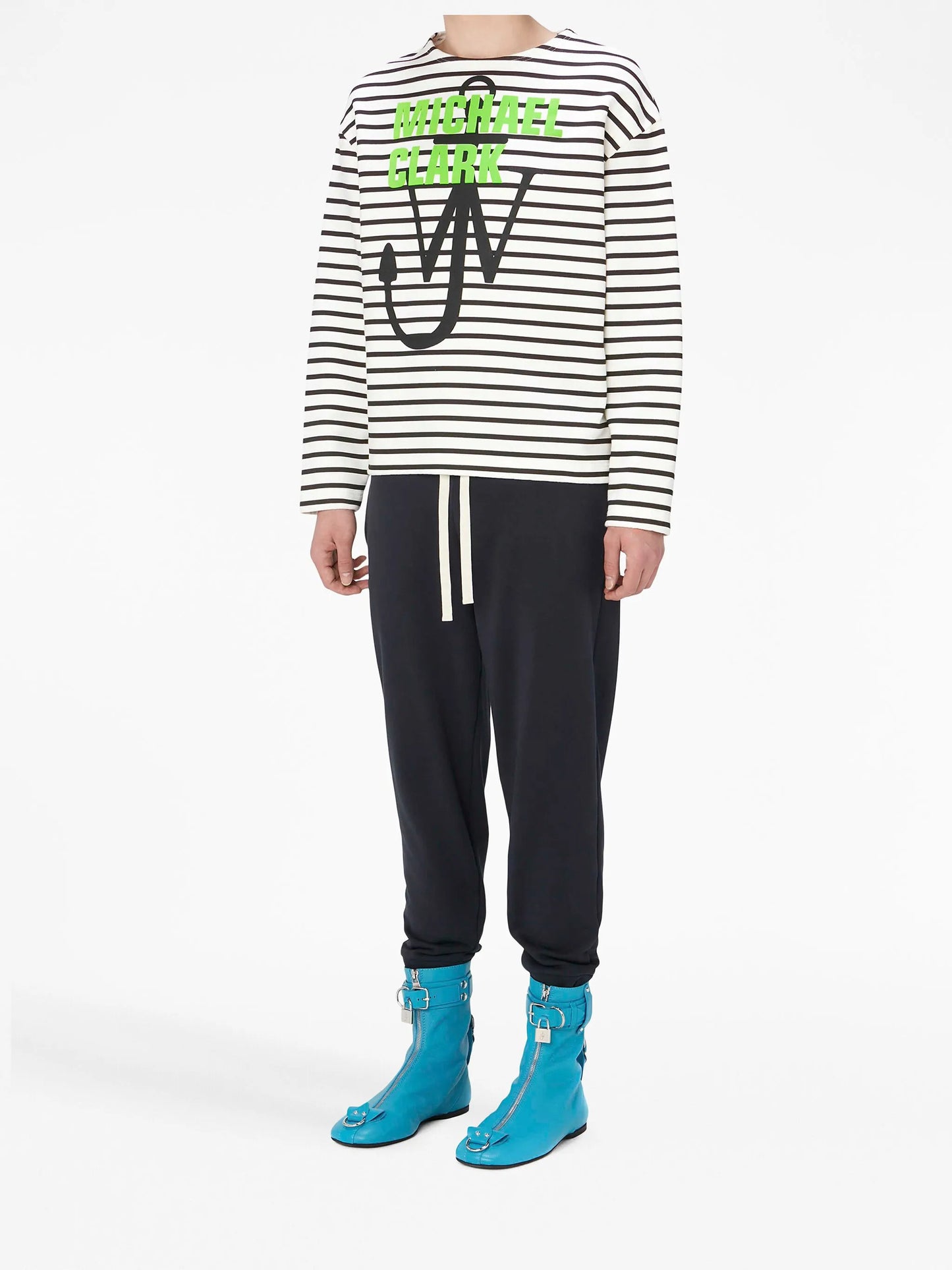 logo-print striped cotton sweatshirt