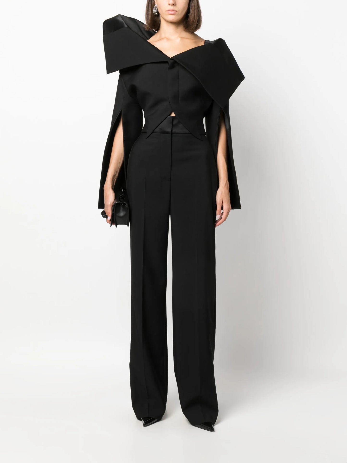 asymmetric wool jacket
