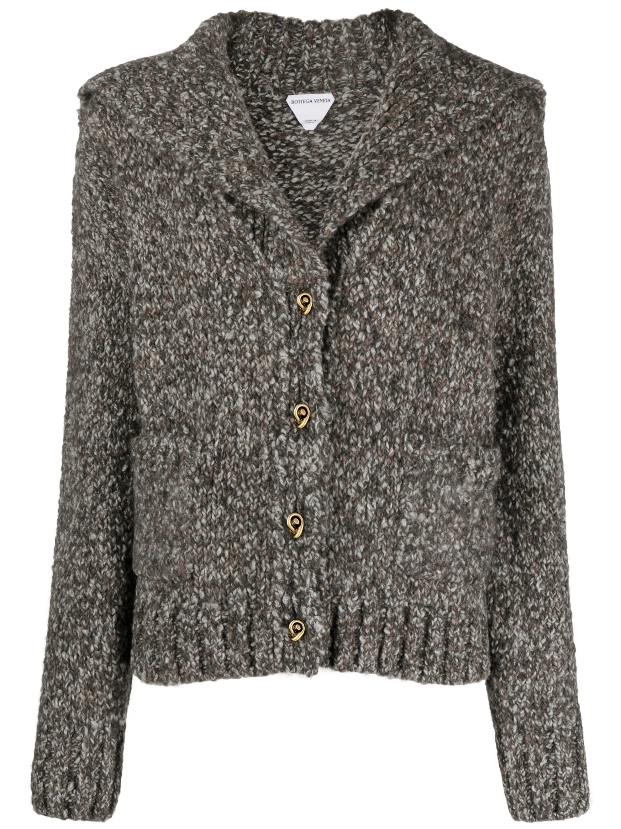 spread-collar chunky-knit cardigan