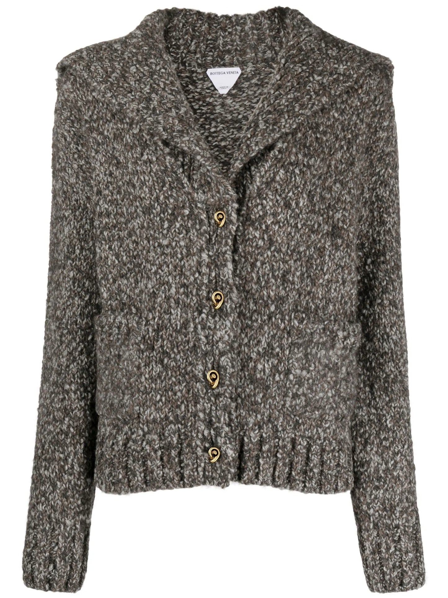 spread-collar chunky-knit cardigan