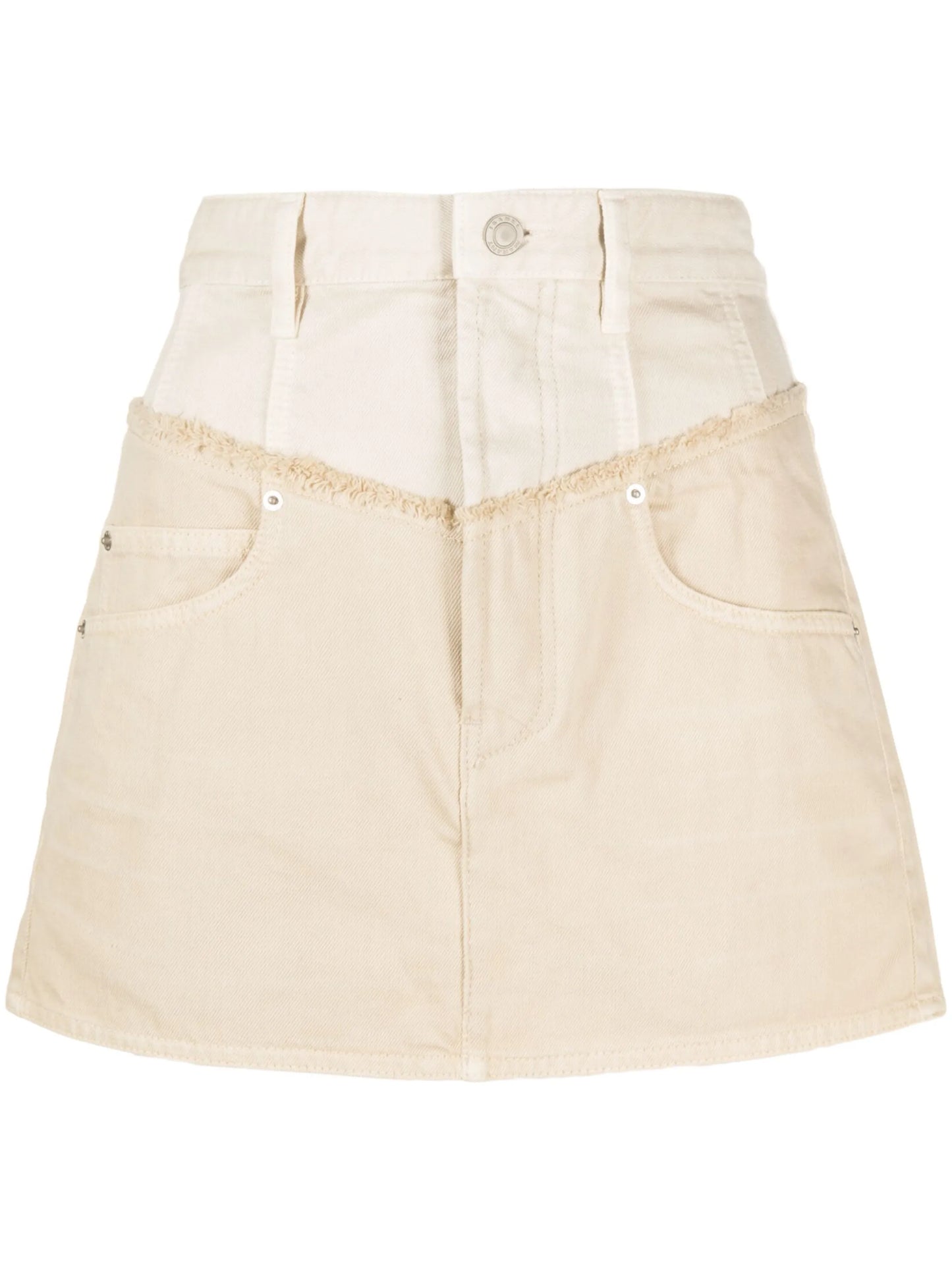 two-tone panelled denim miniskirt