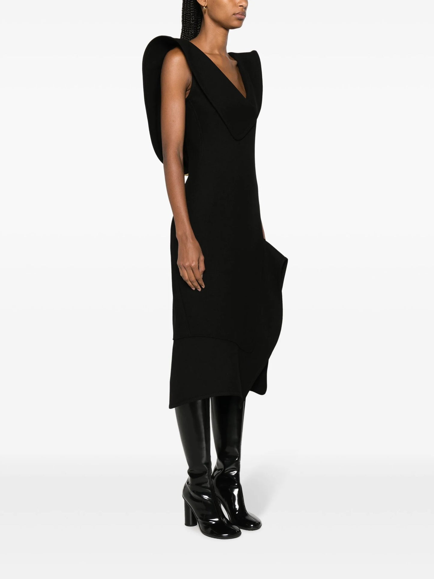 Structured gabardine-weave midi dress