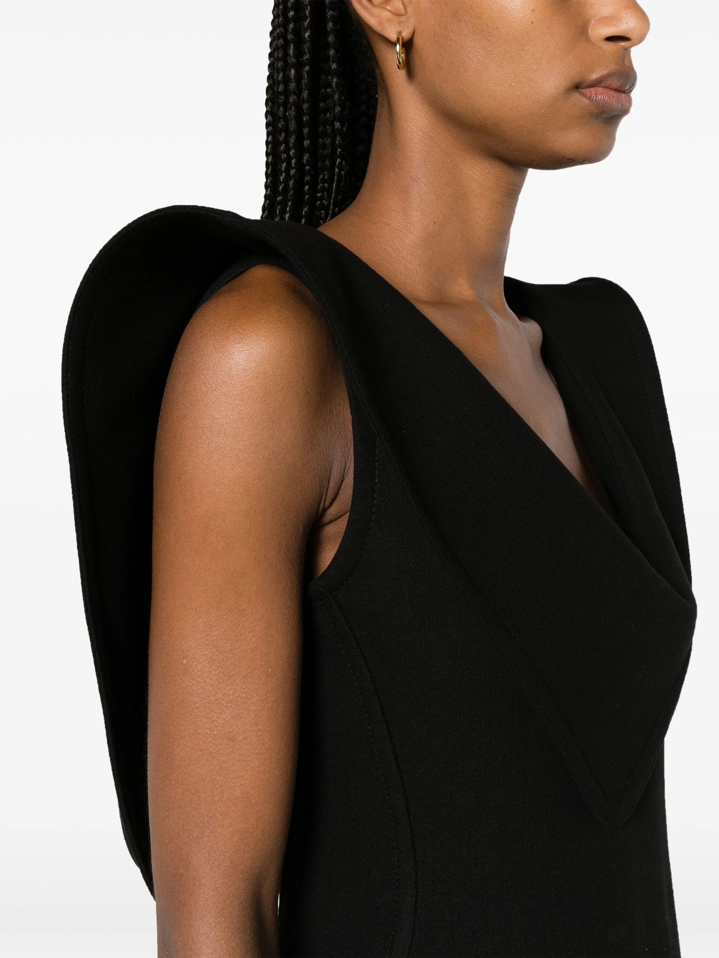 Structured gabardine-weave midi dress