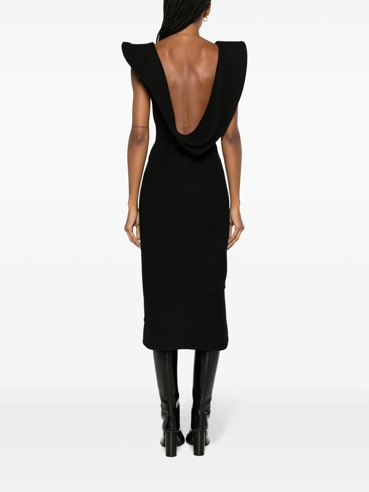 Structured gabardine-weave midi dress