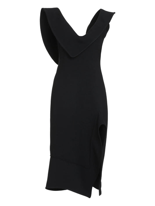 Structured gabardine-weave midi dress