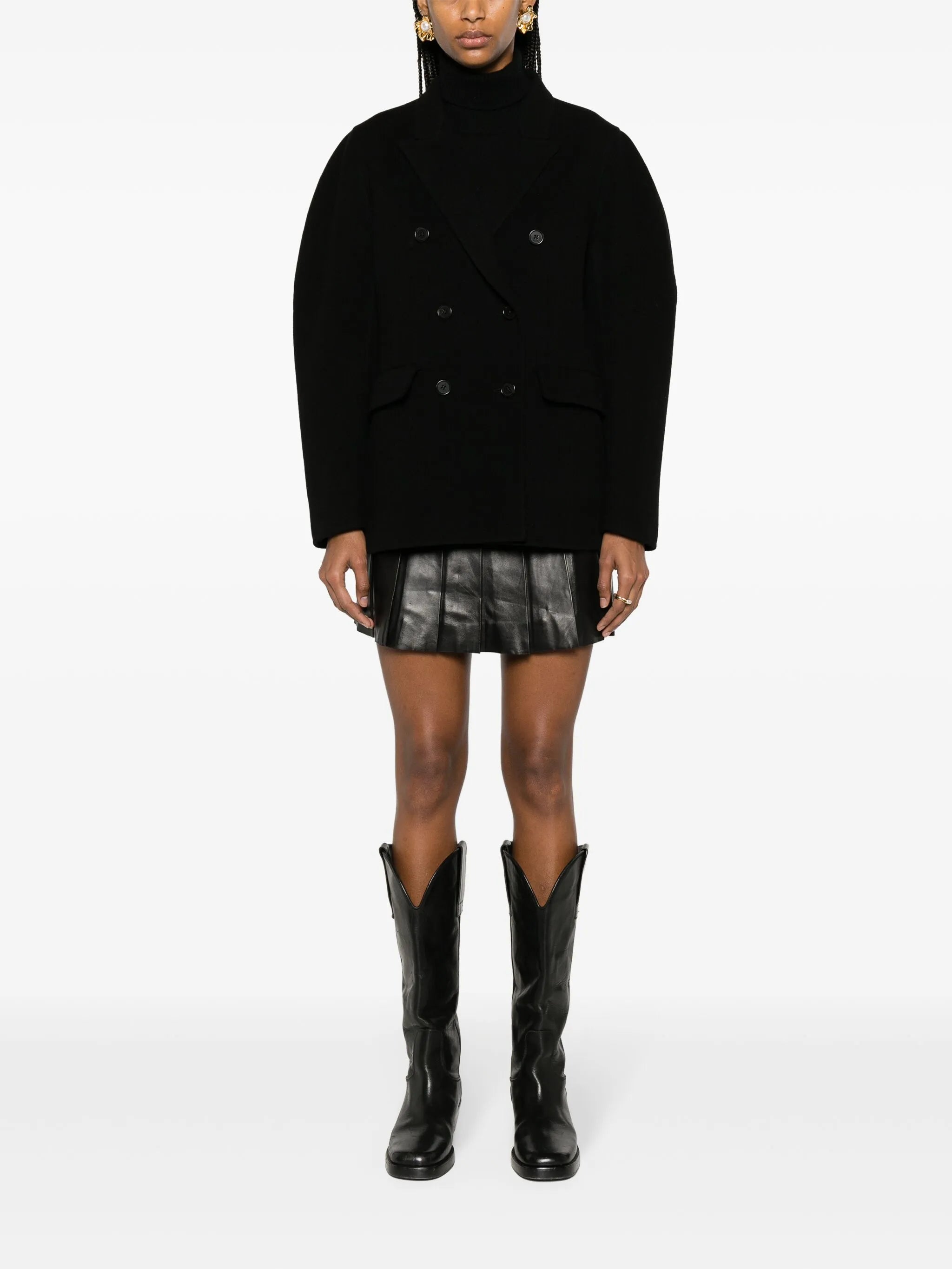 double-breasted wool-blend jacket