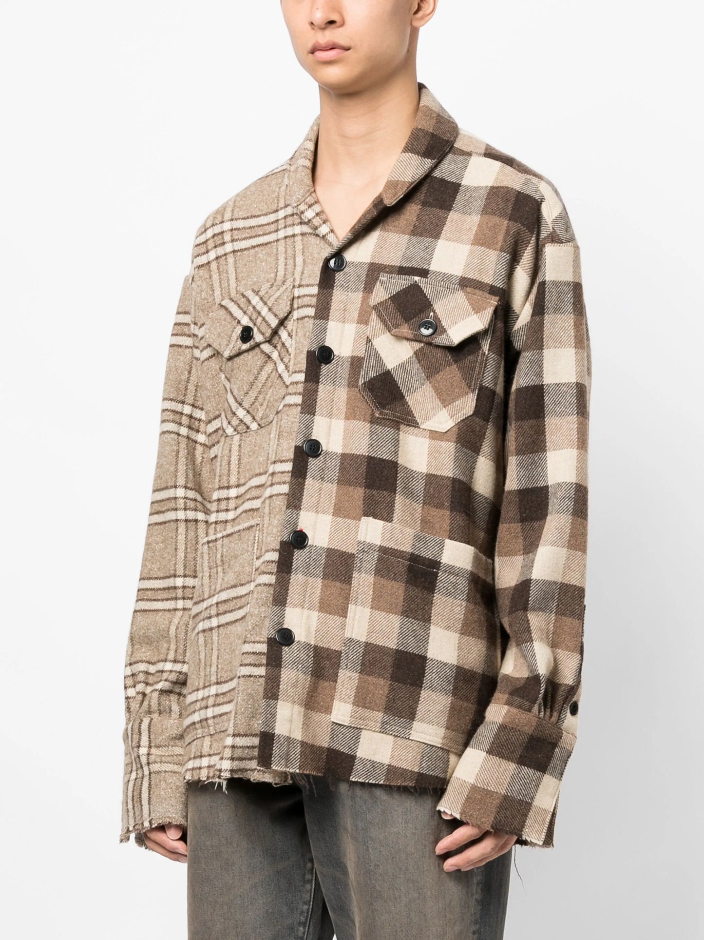 mix-print long-sleeve shirt