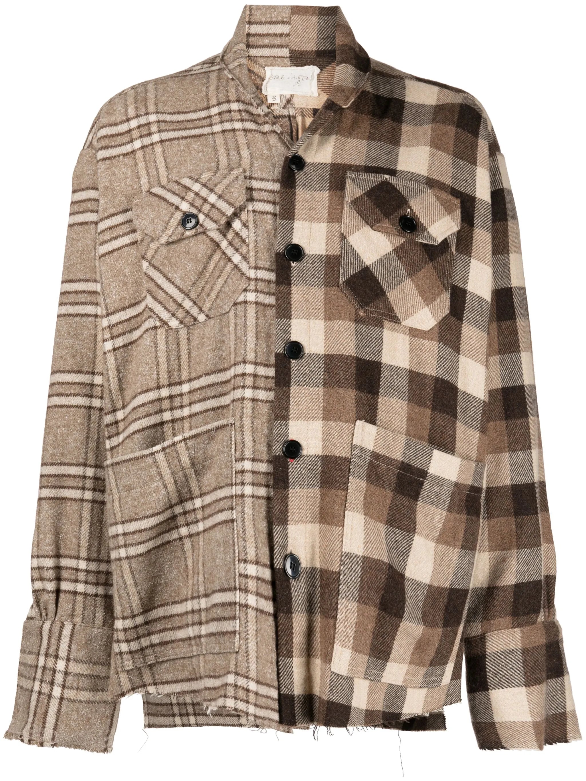 mix-print long-sleeve shirt