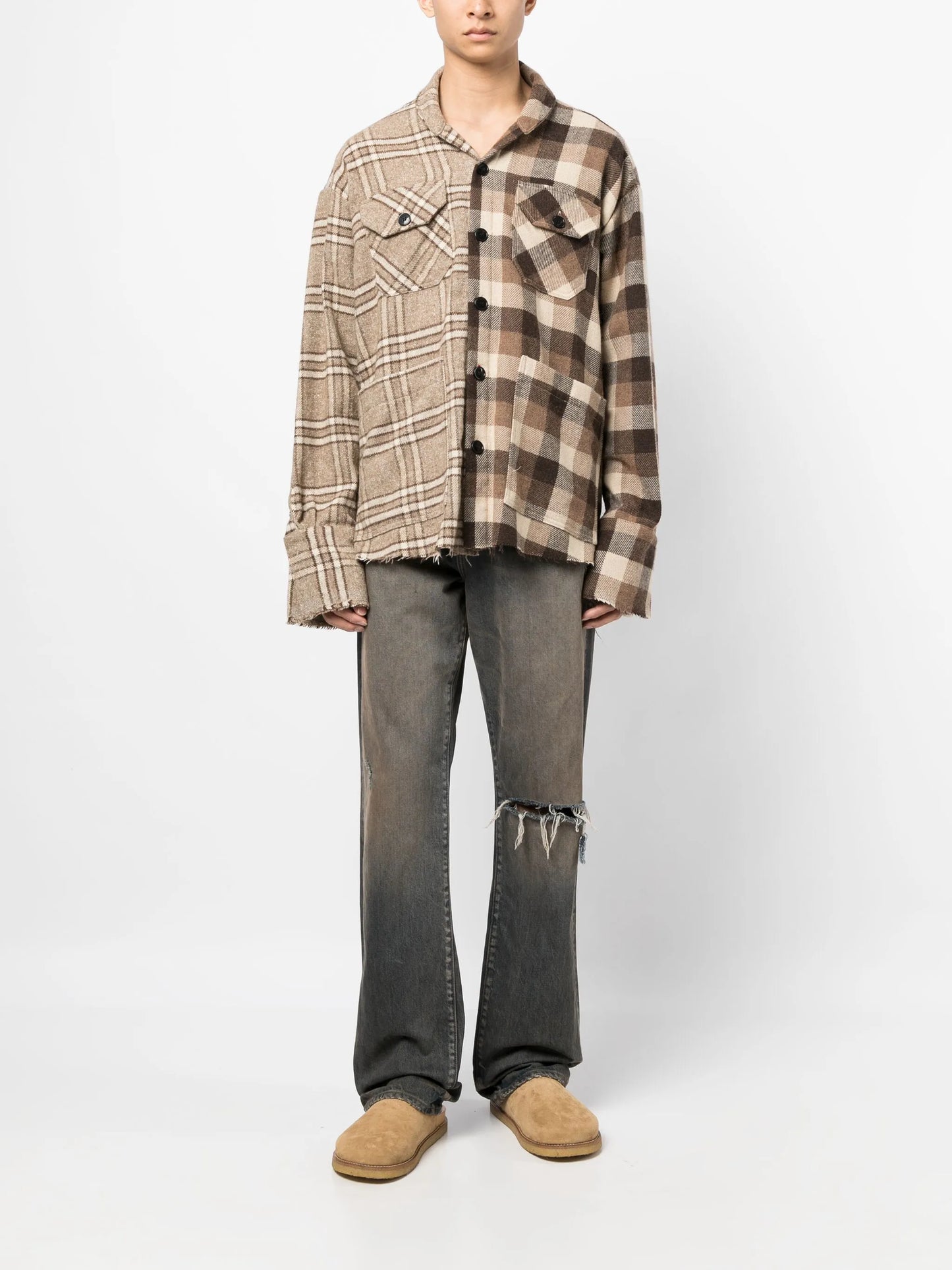 mix-print long-sleeve shirt