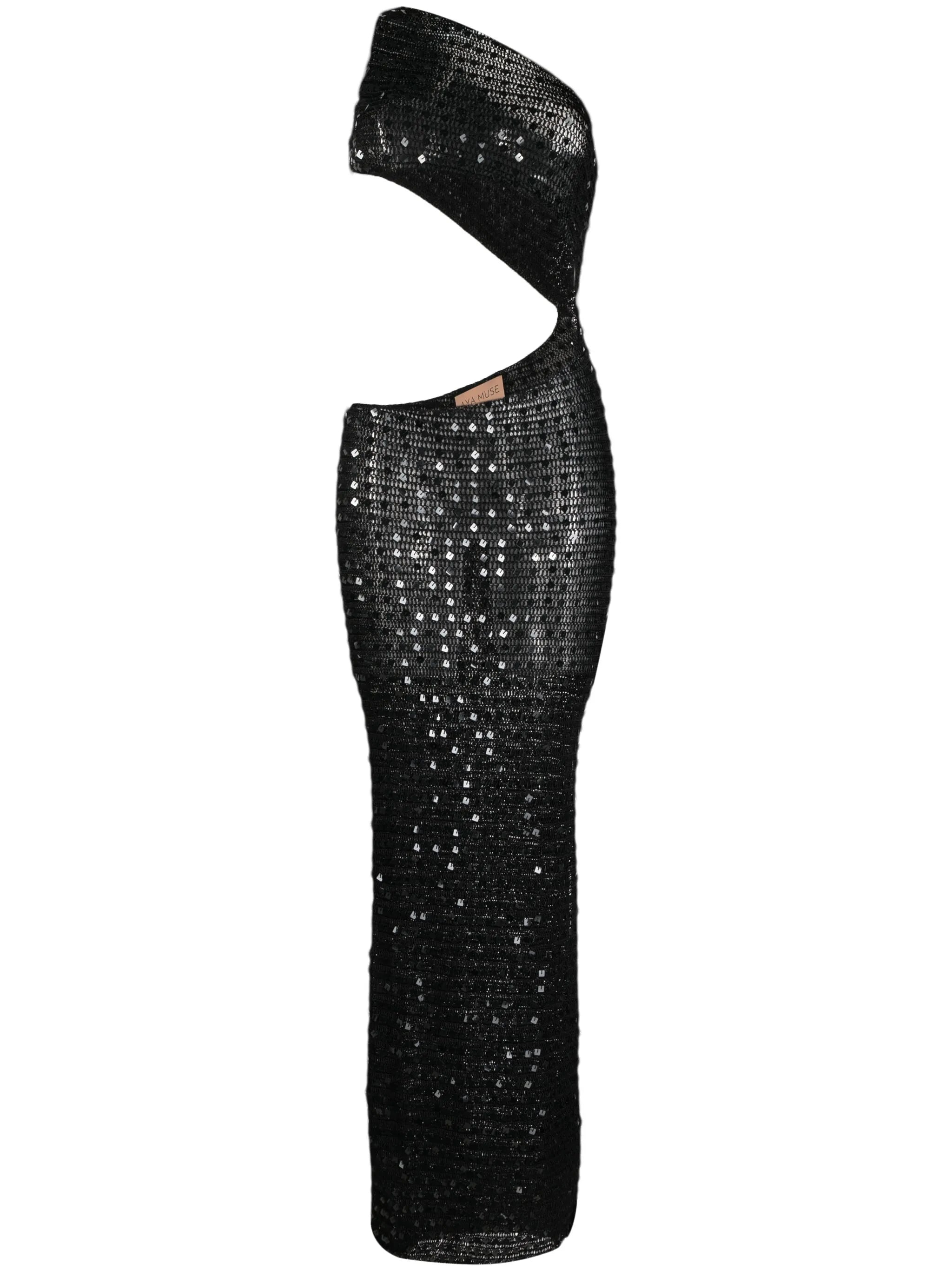 one-shoulder sequined long dress