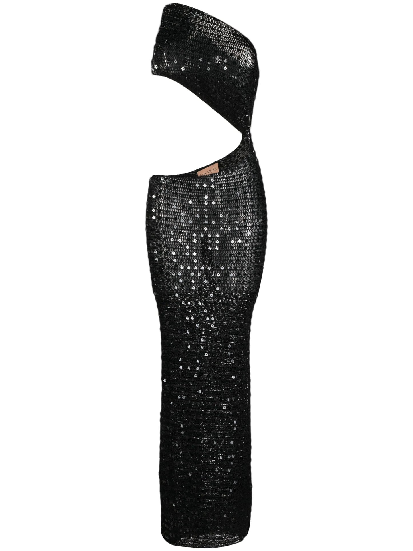 one-shoulder sequined long dress