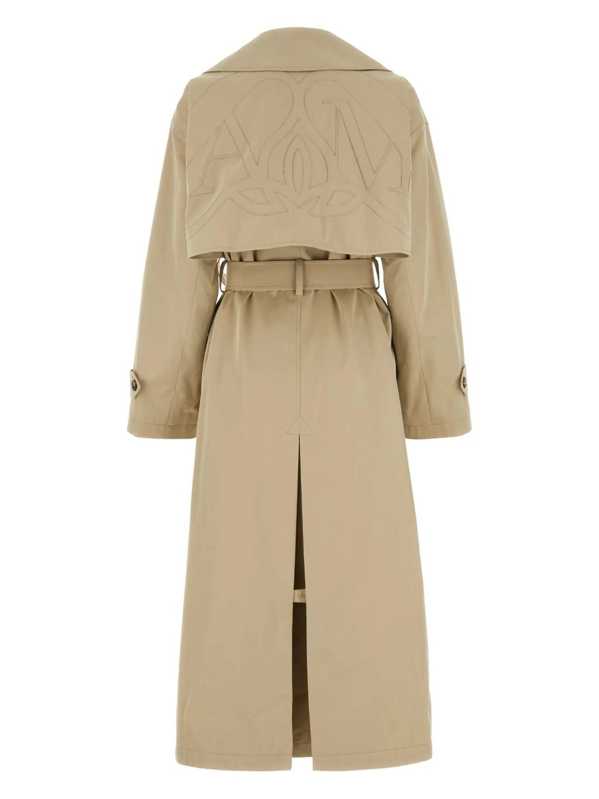 cocoon-sleeved belted trench coat