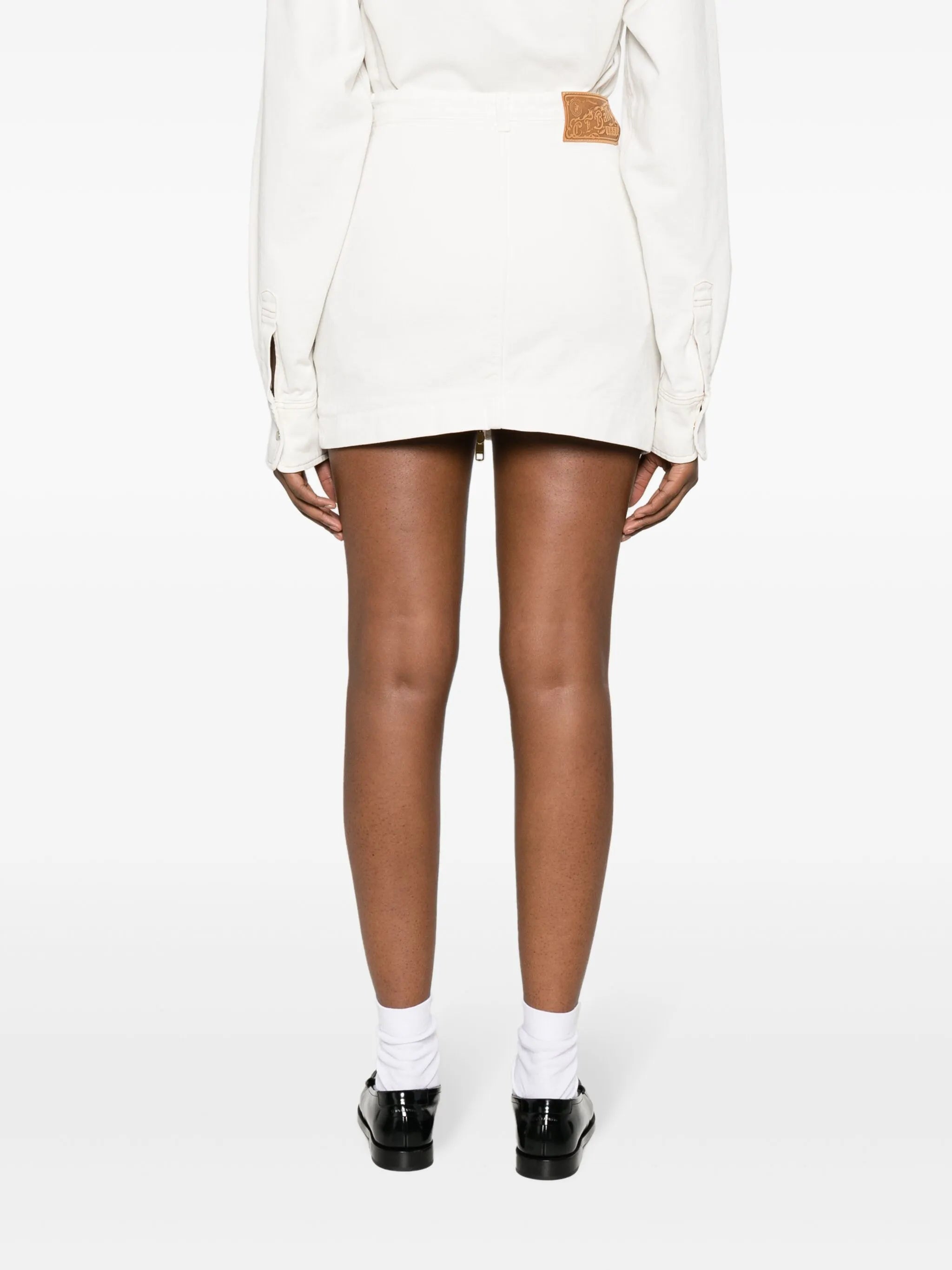 zip-up organic cotton miniskirt