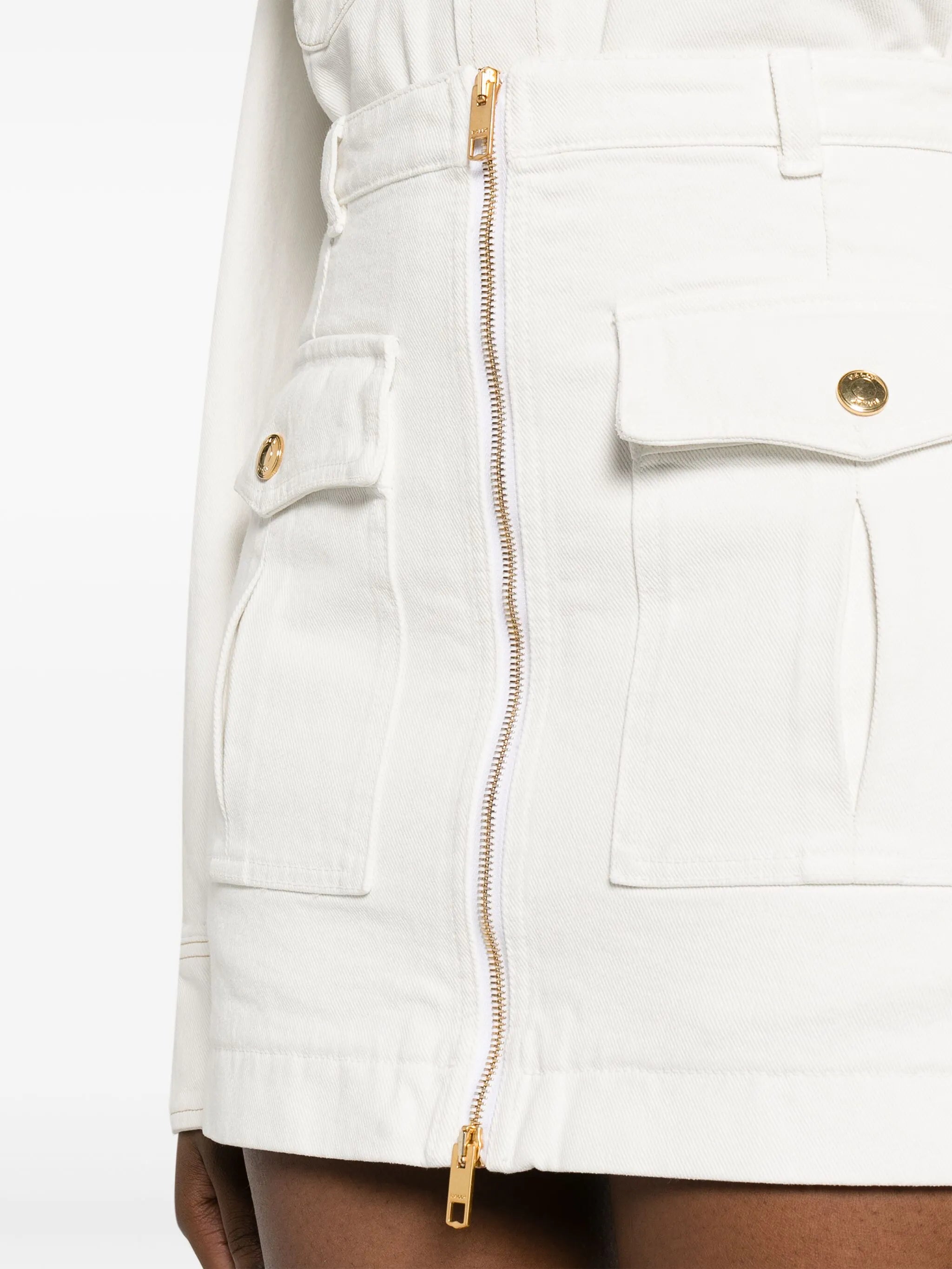 zip-up organic cotton miniskirt