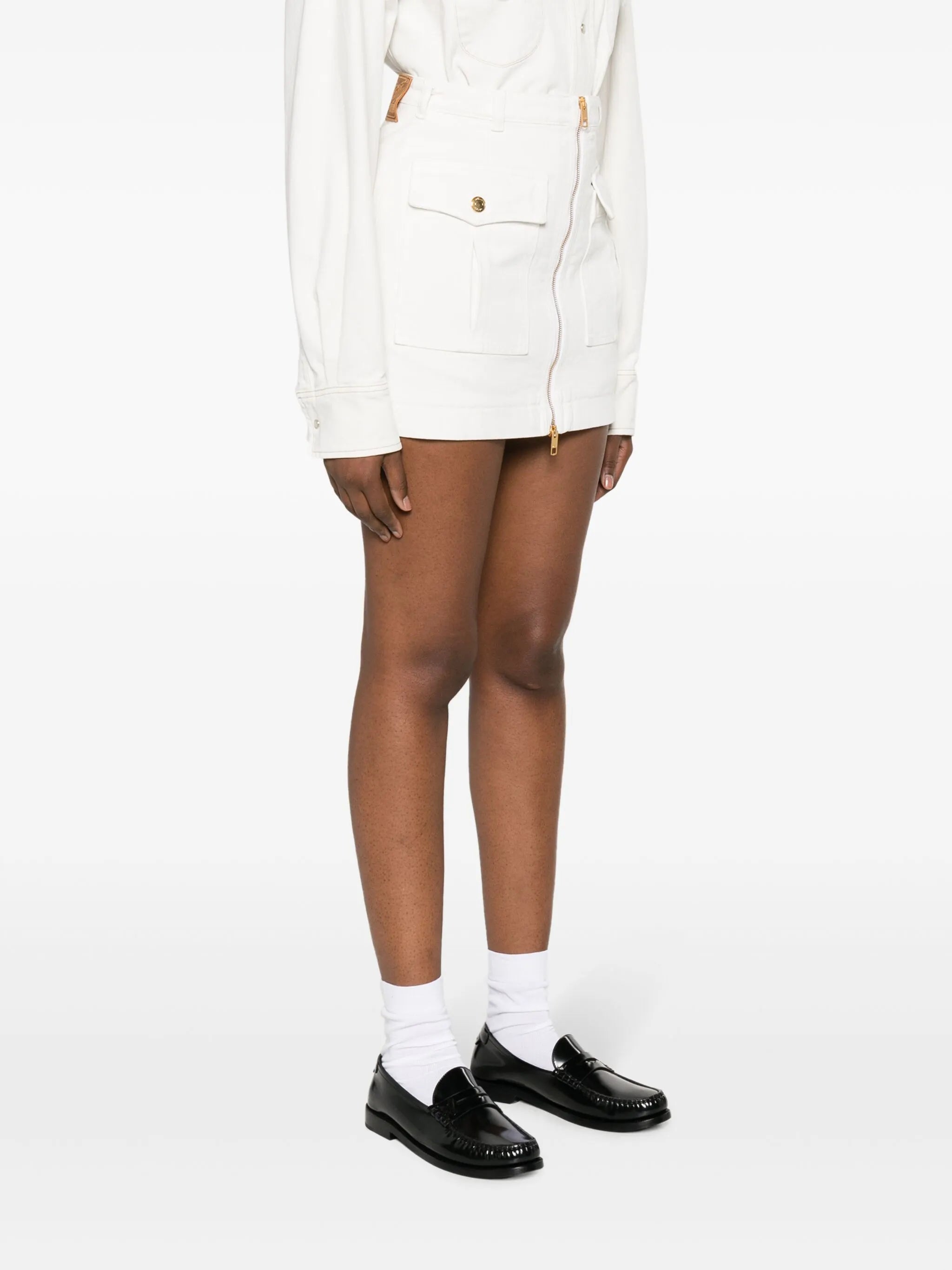 zip-up organic cotton miniskirt