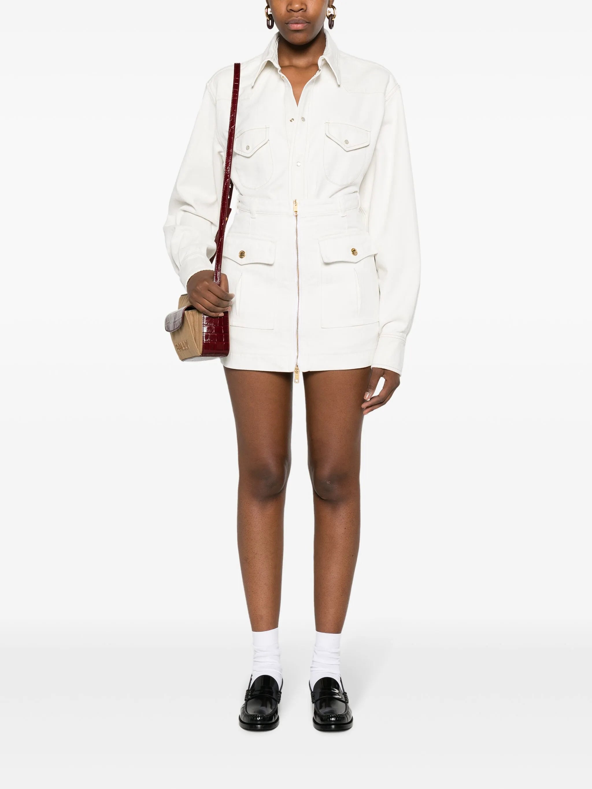 zip-up organic cotton miniskirt
