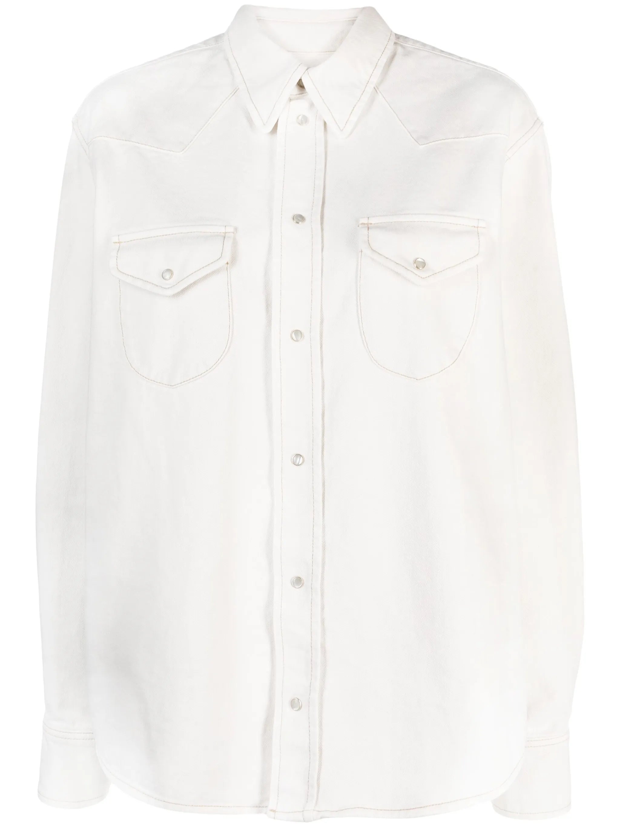 contrast-stitching cotton shrit