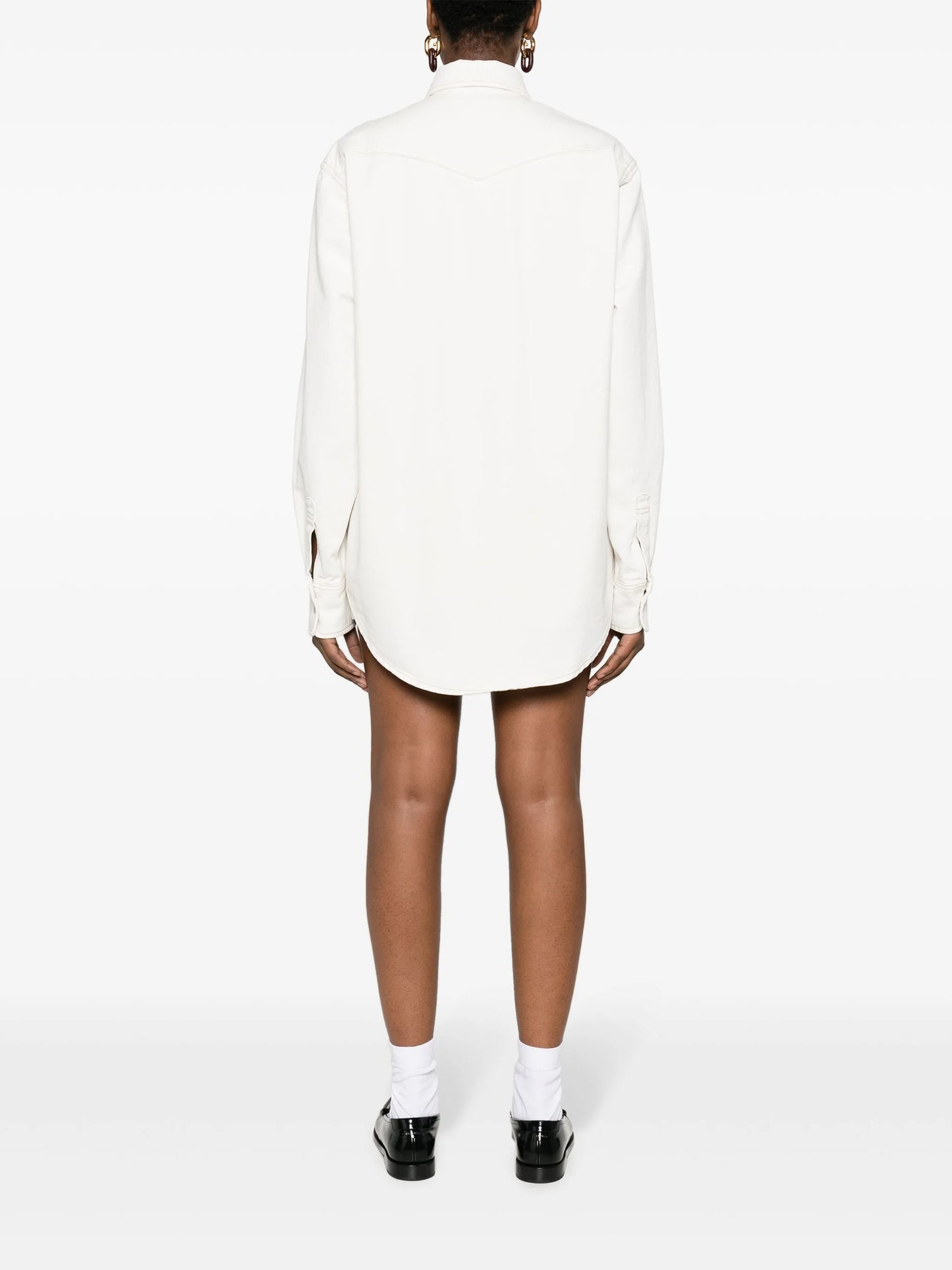 contrast-stitching cotton shrit