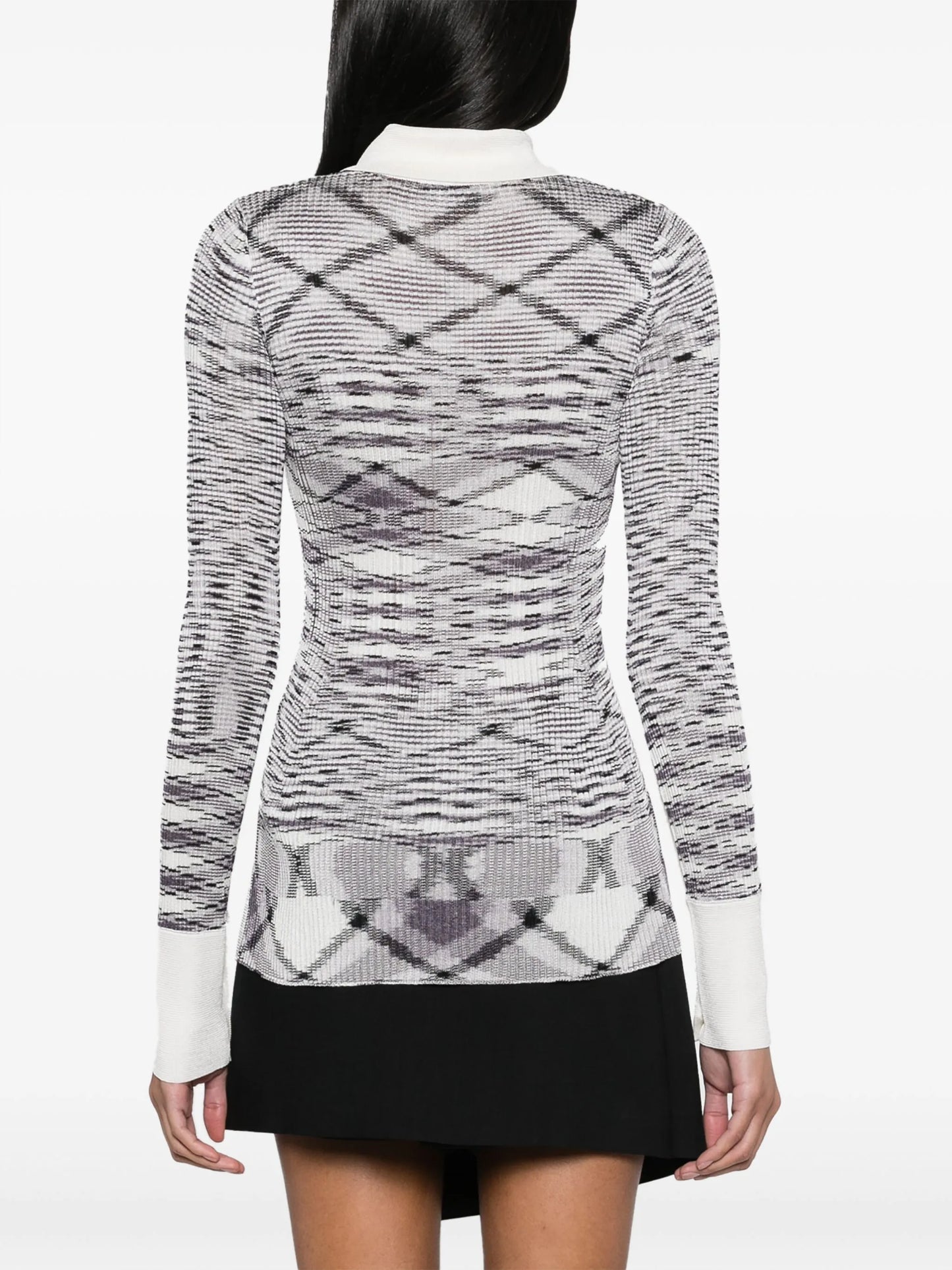 zigzag-print slub ribbed cardigan