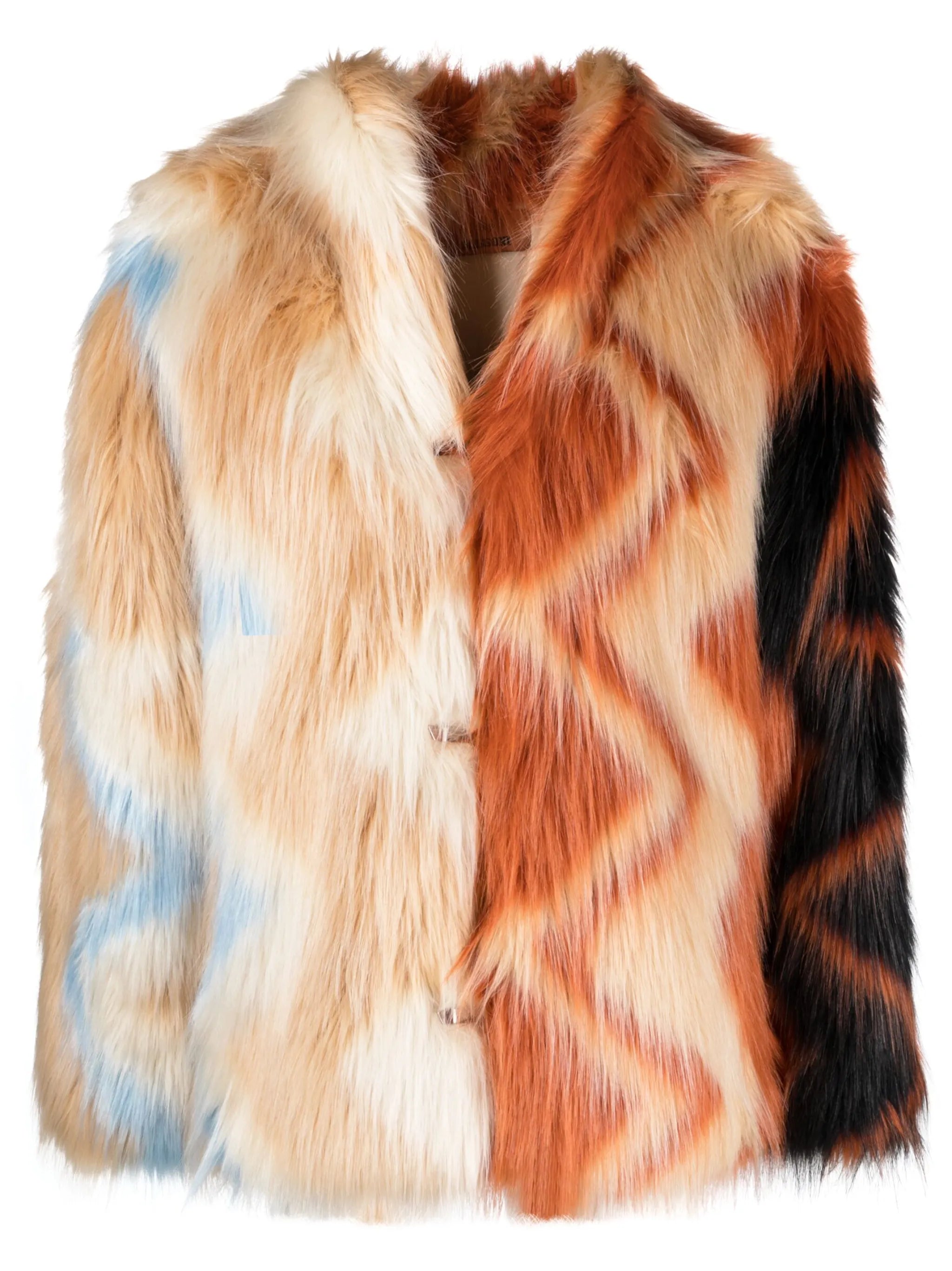 zigzag faux-fur coat