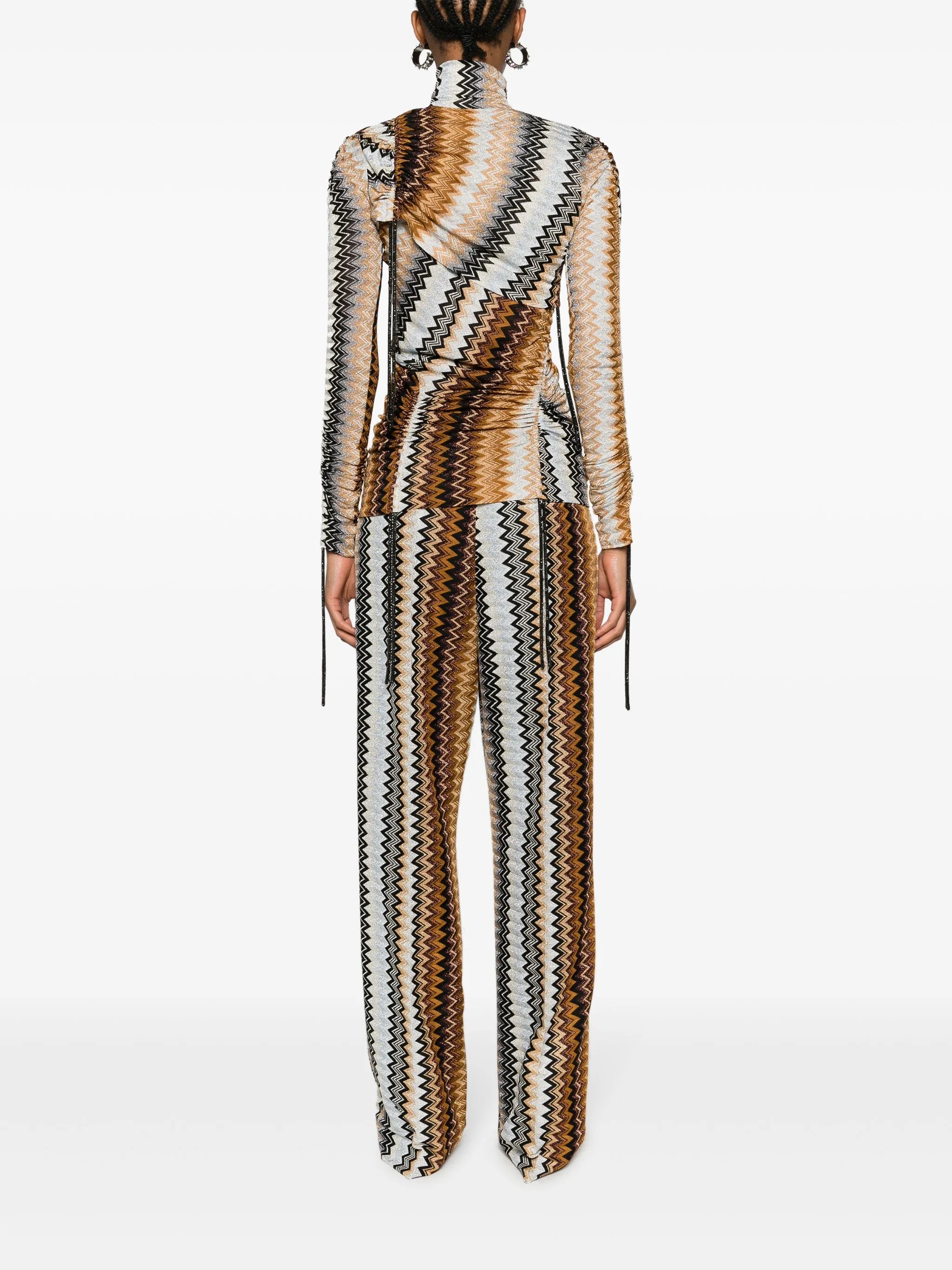 zigzag high-neck ruched top