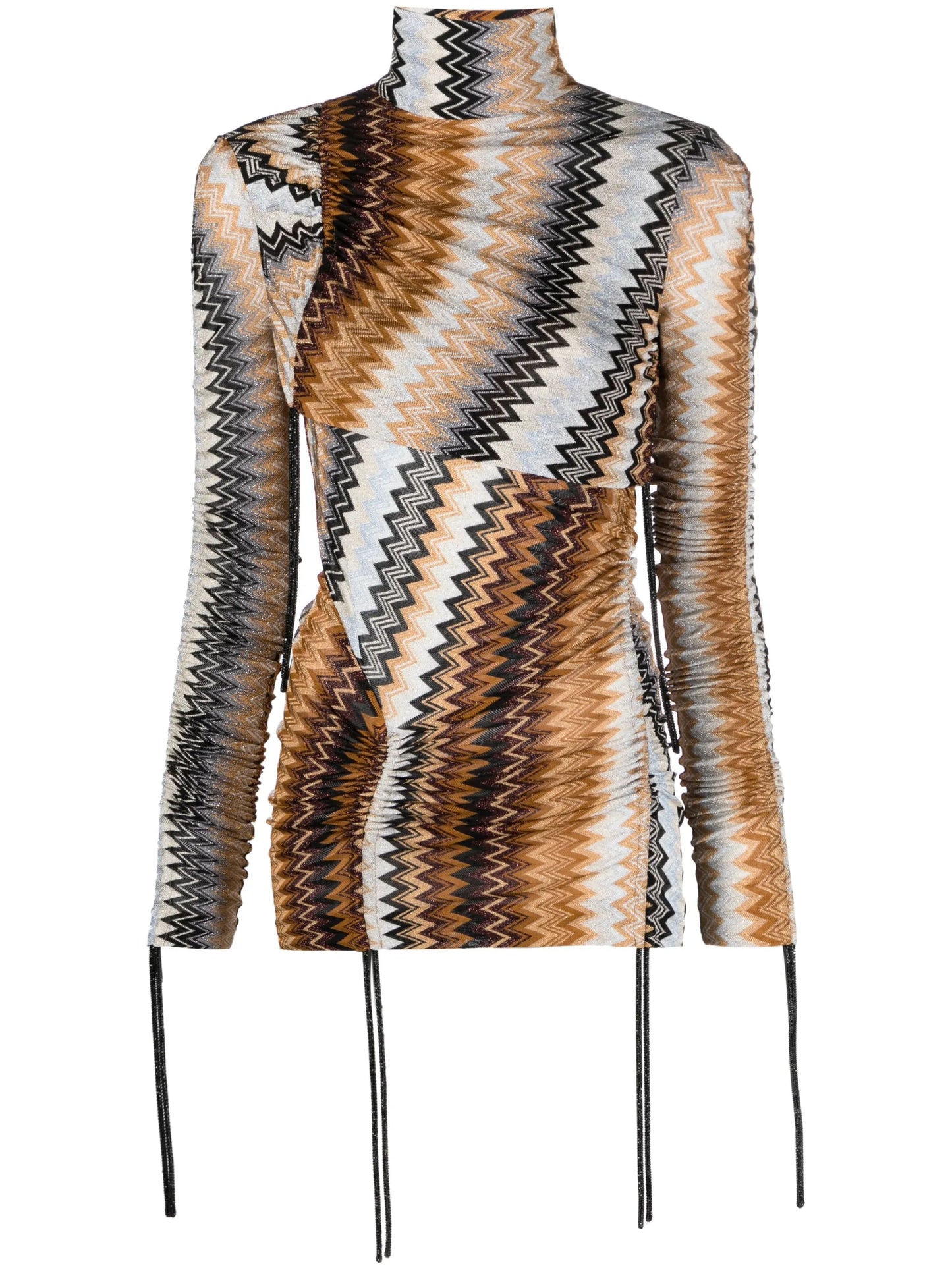 zigzag high-neck ruched top