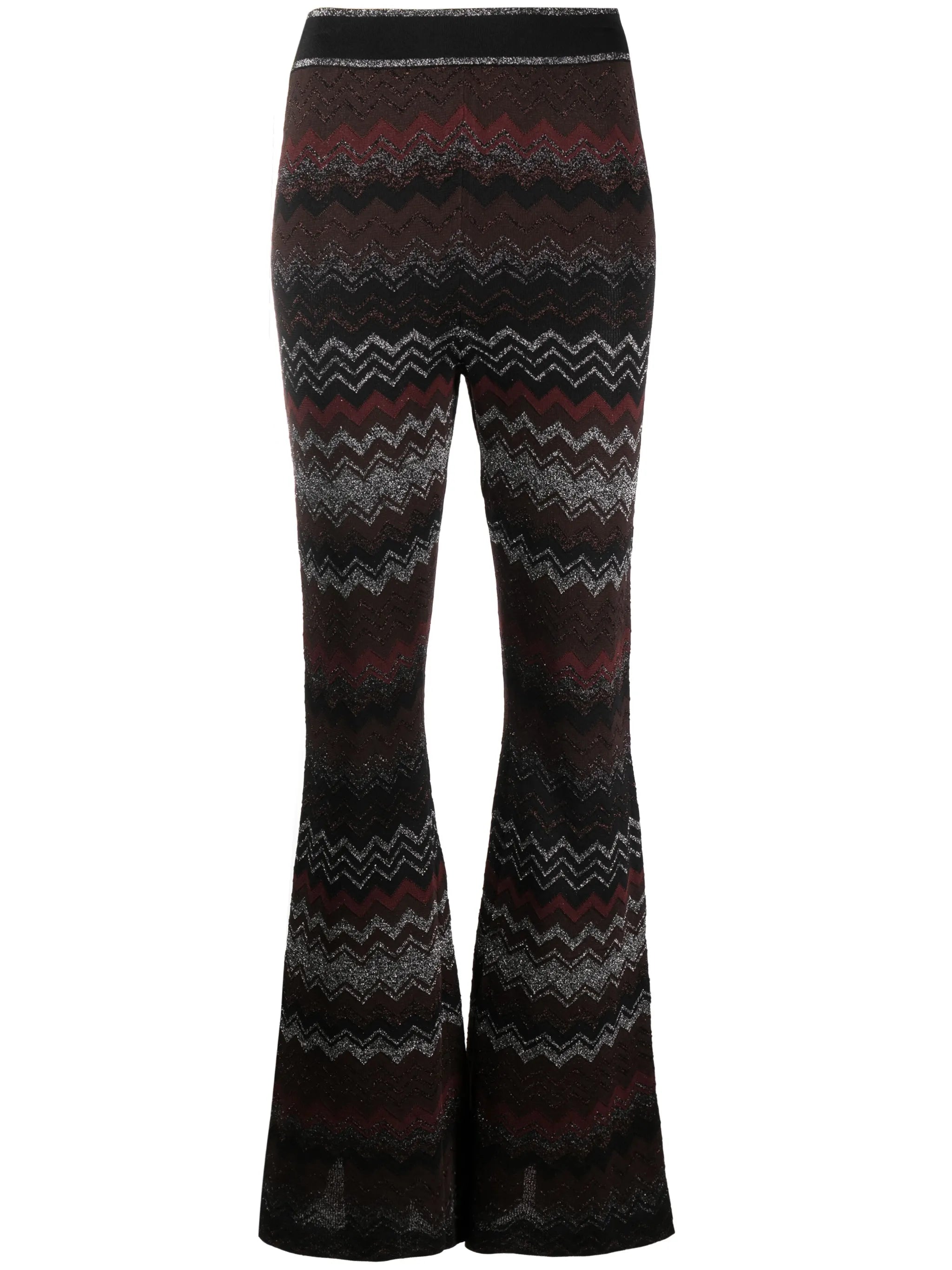 zigzag crochet-knit flared trousers