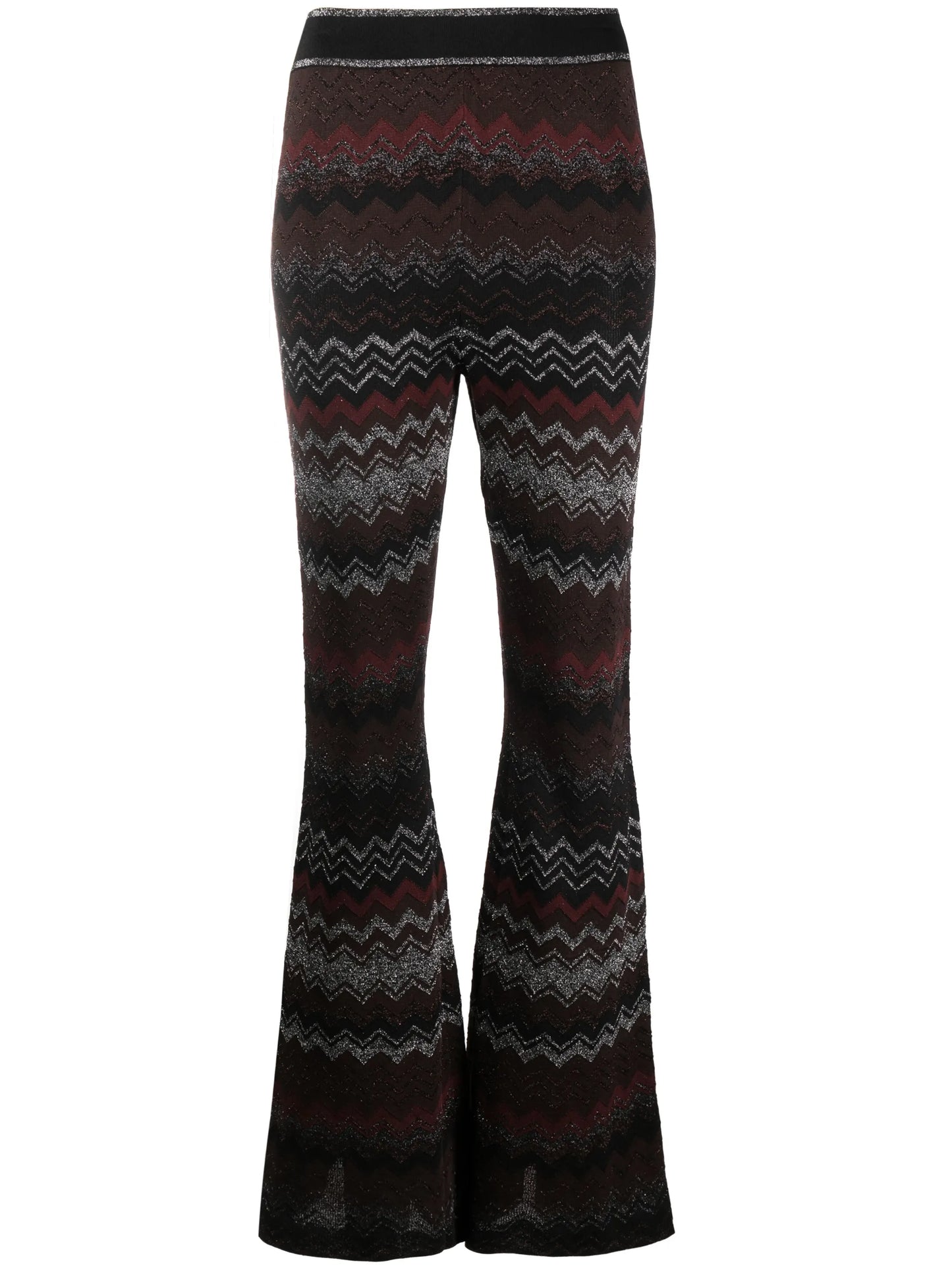 zigzag crochet-knit flared trousers