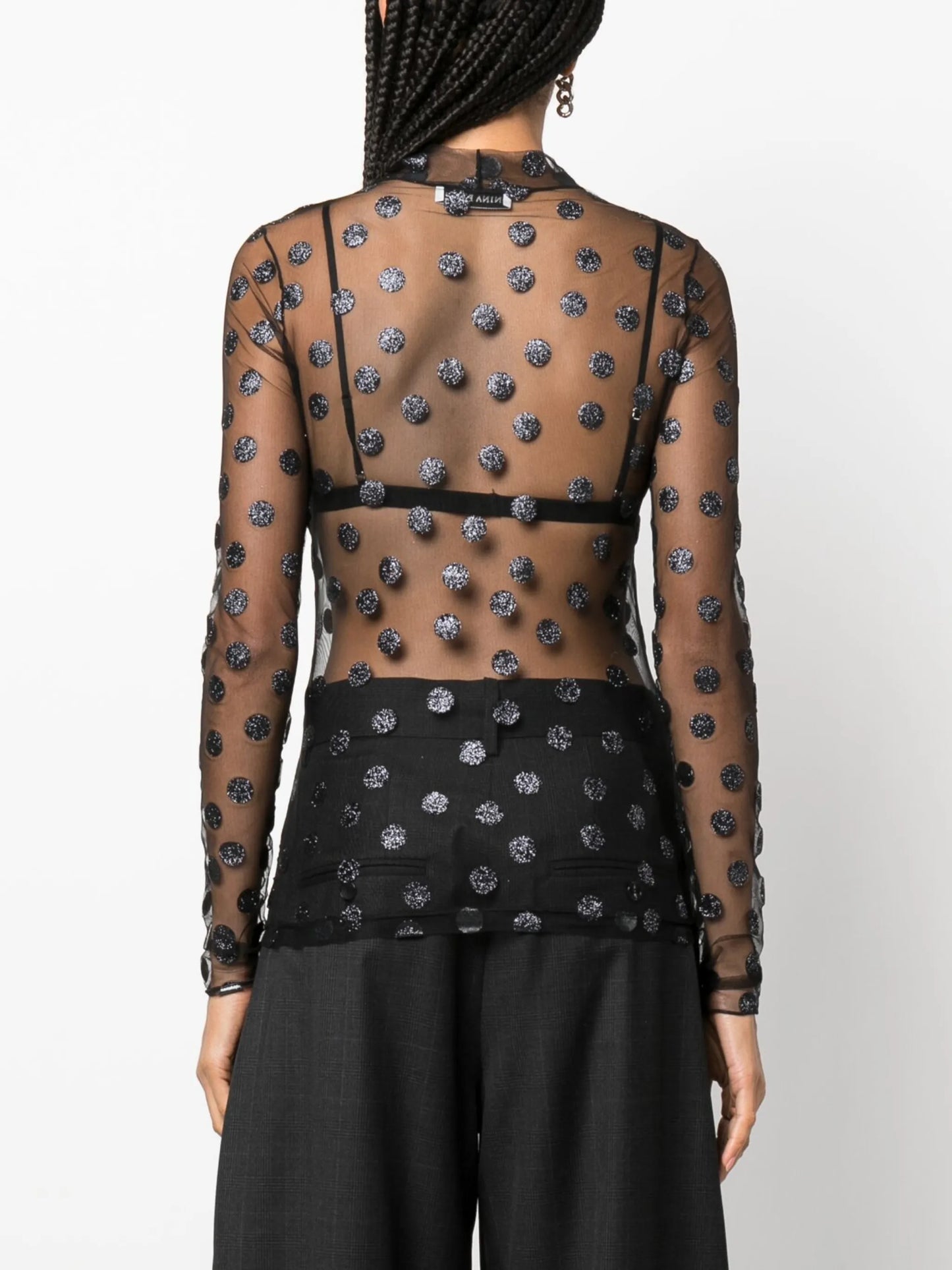 flocked tulle top