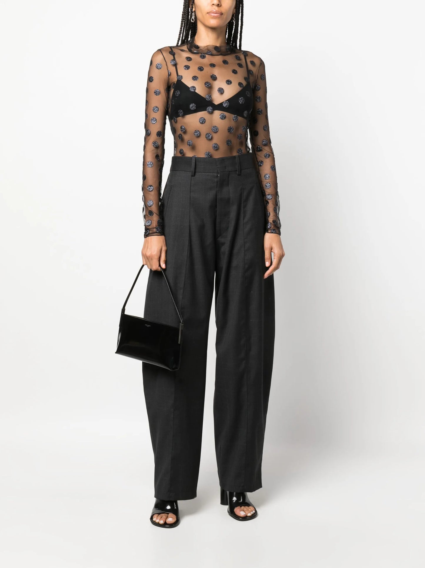 flocked tulle top