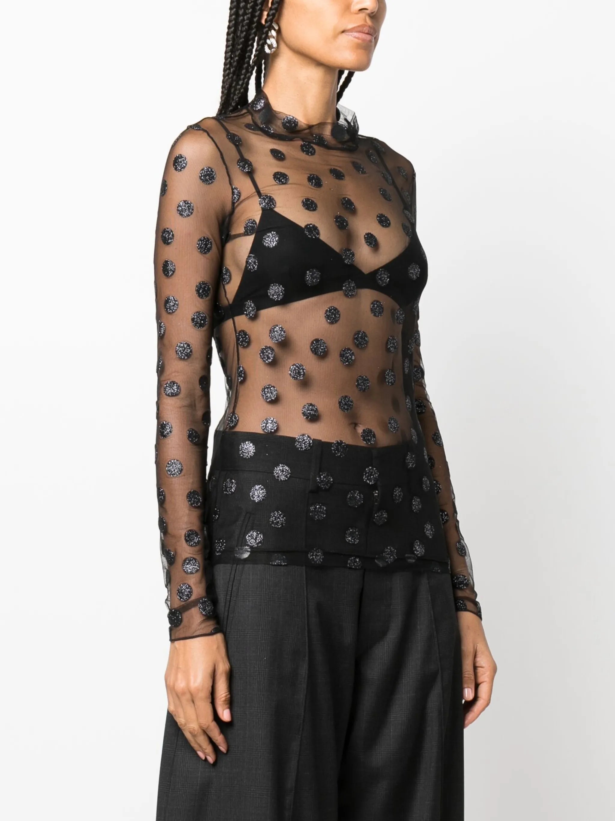 flocked tulle top