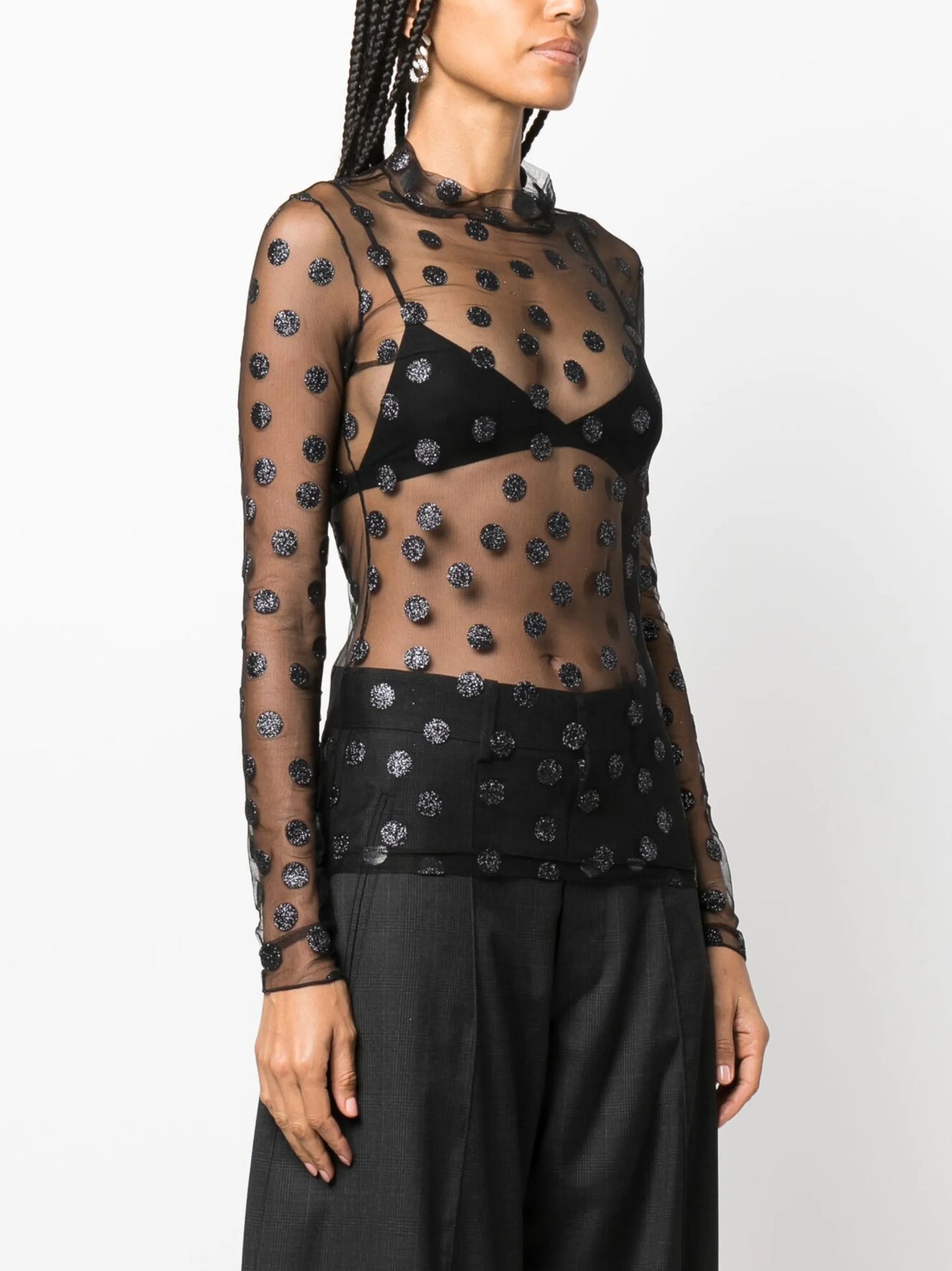 flocked tulle top