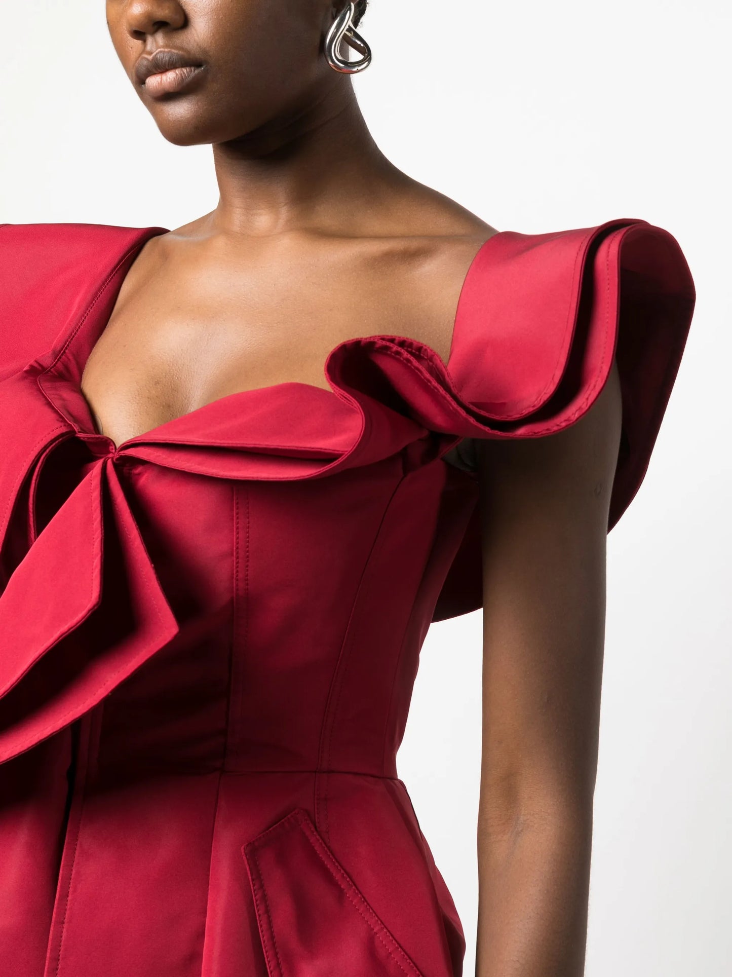off-shoulder ruffled minidress