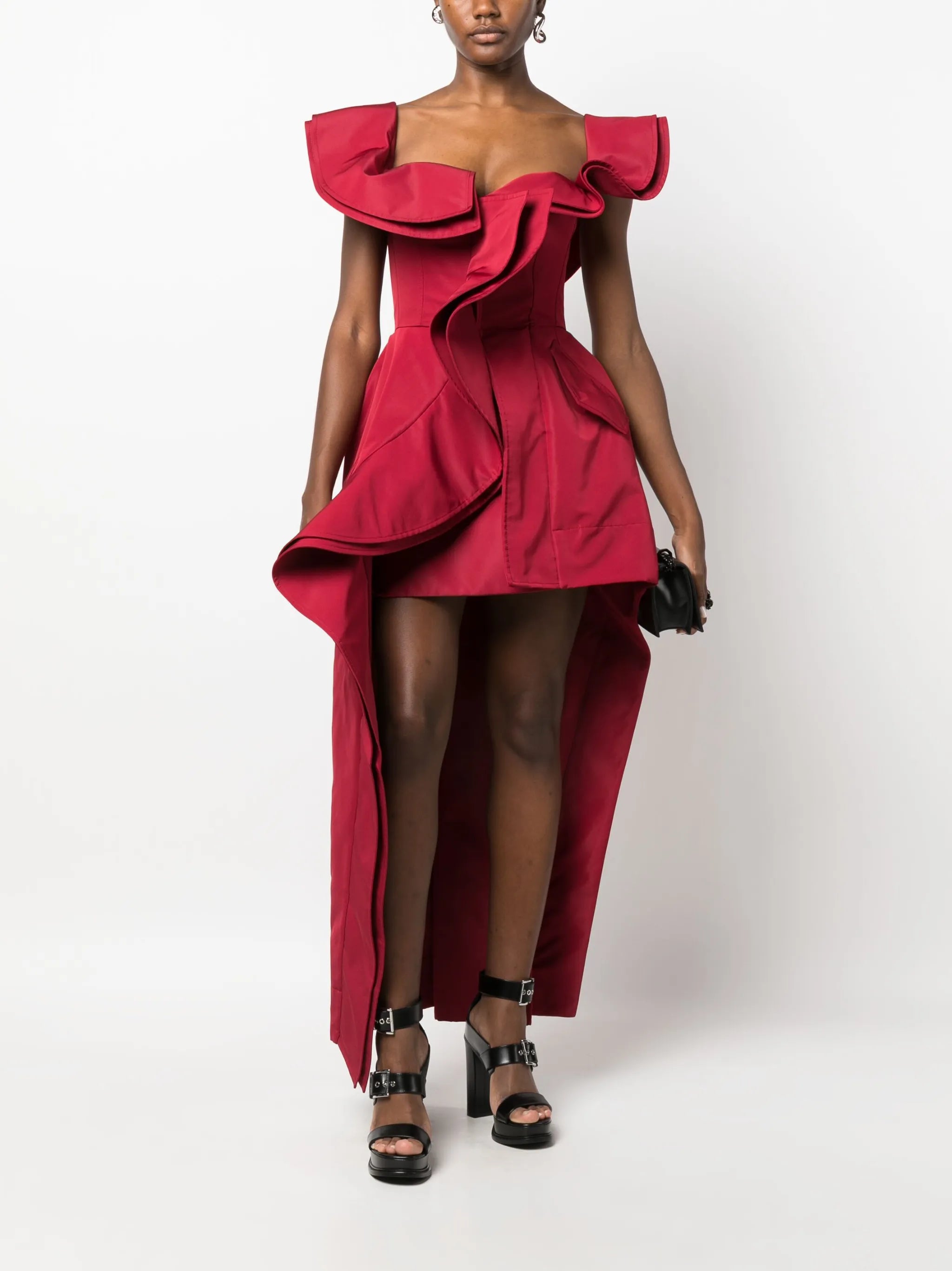 off-shoulder ruffled minidress