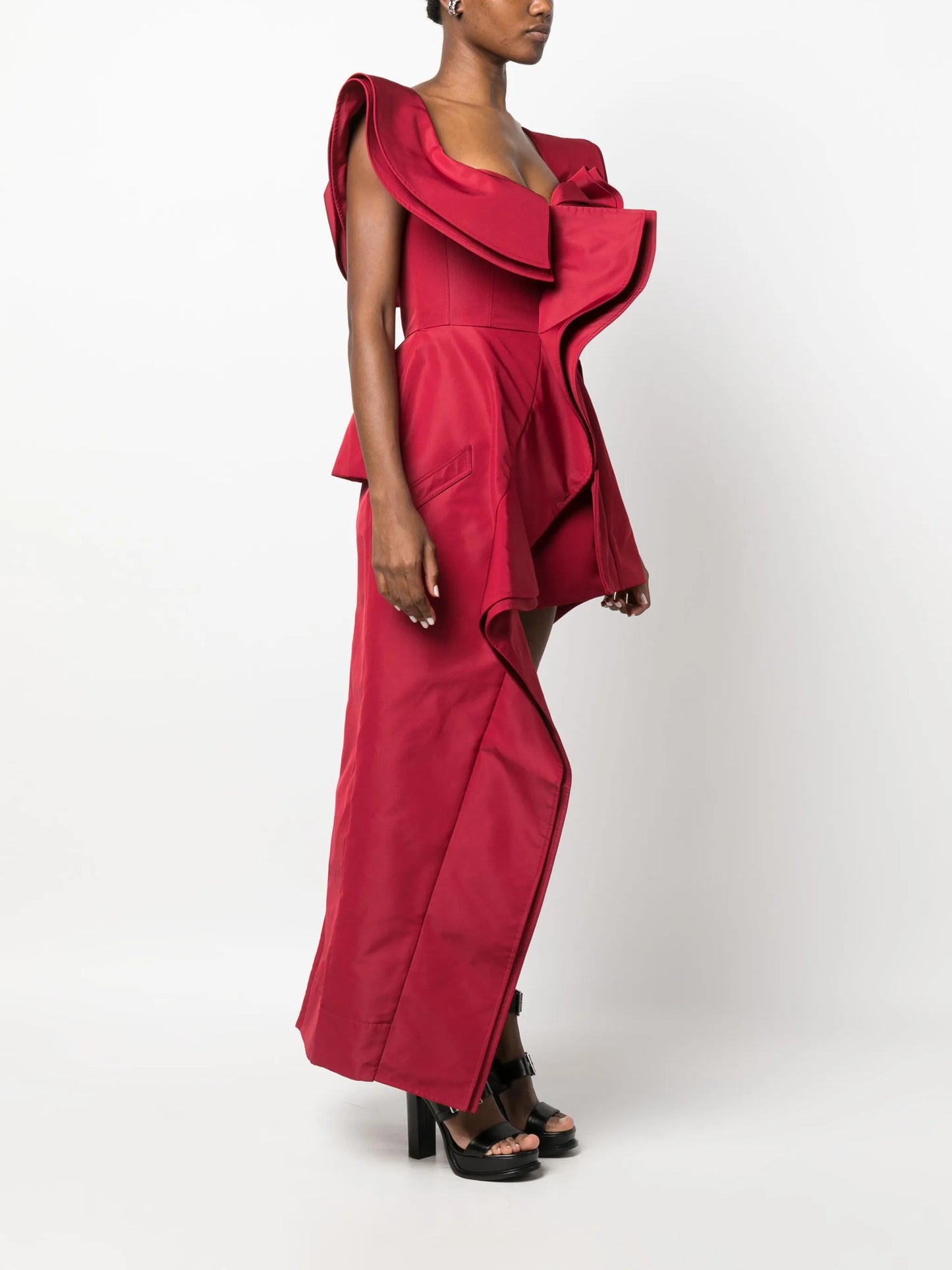 off-shoulder ruffled minidress