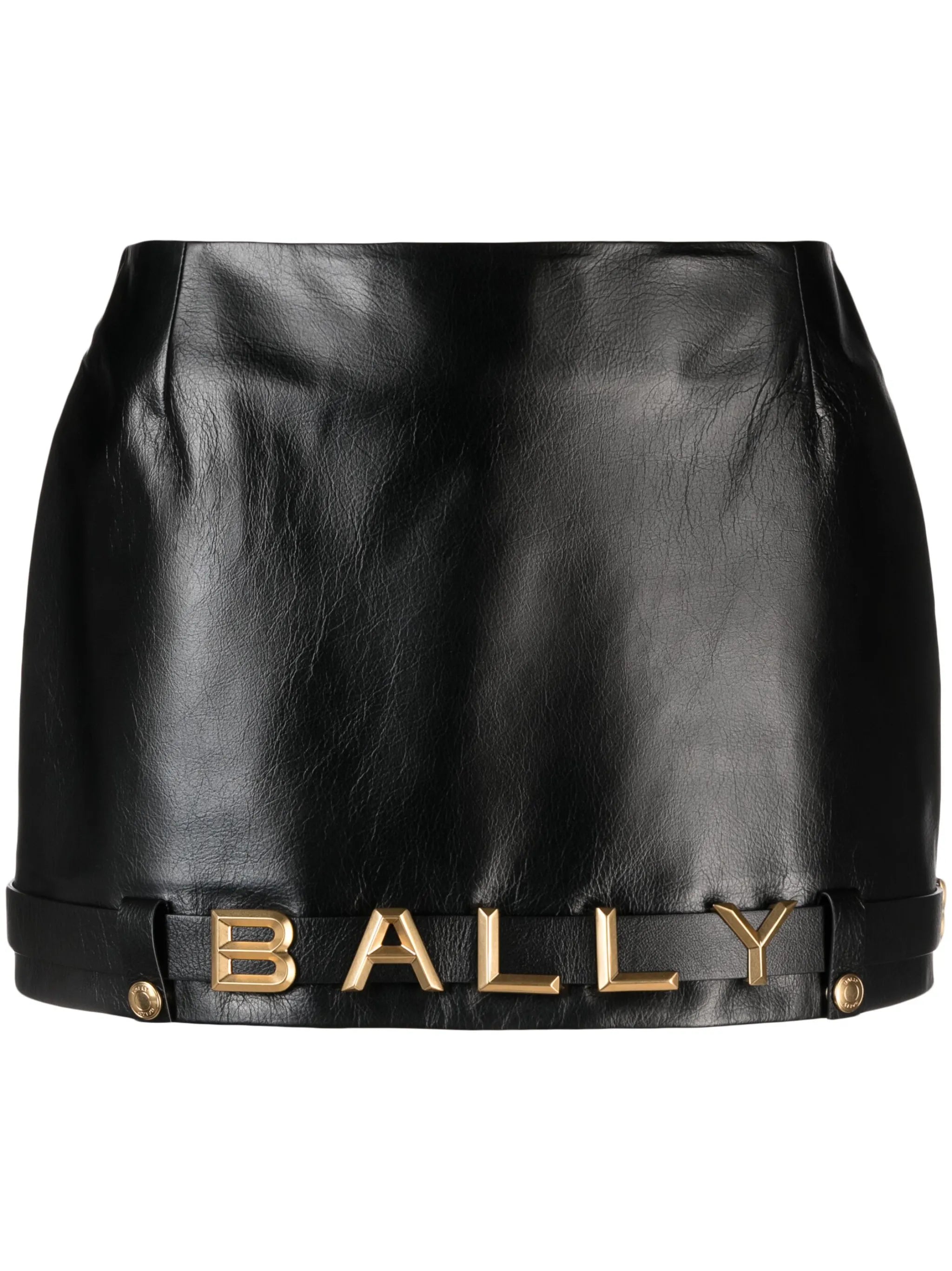 logo-lettering leather miniskirt