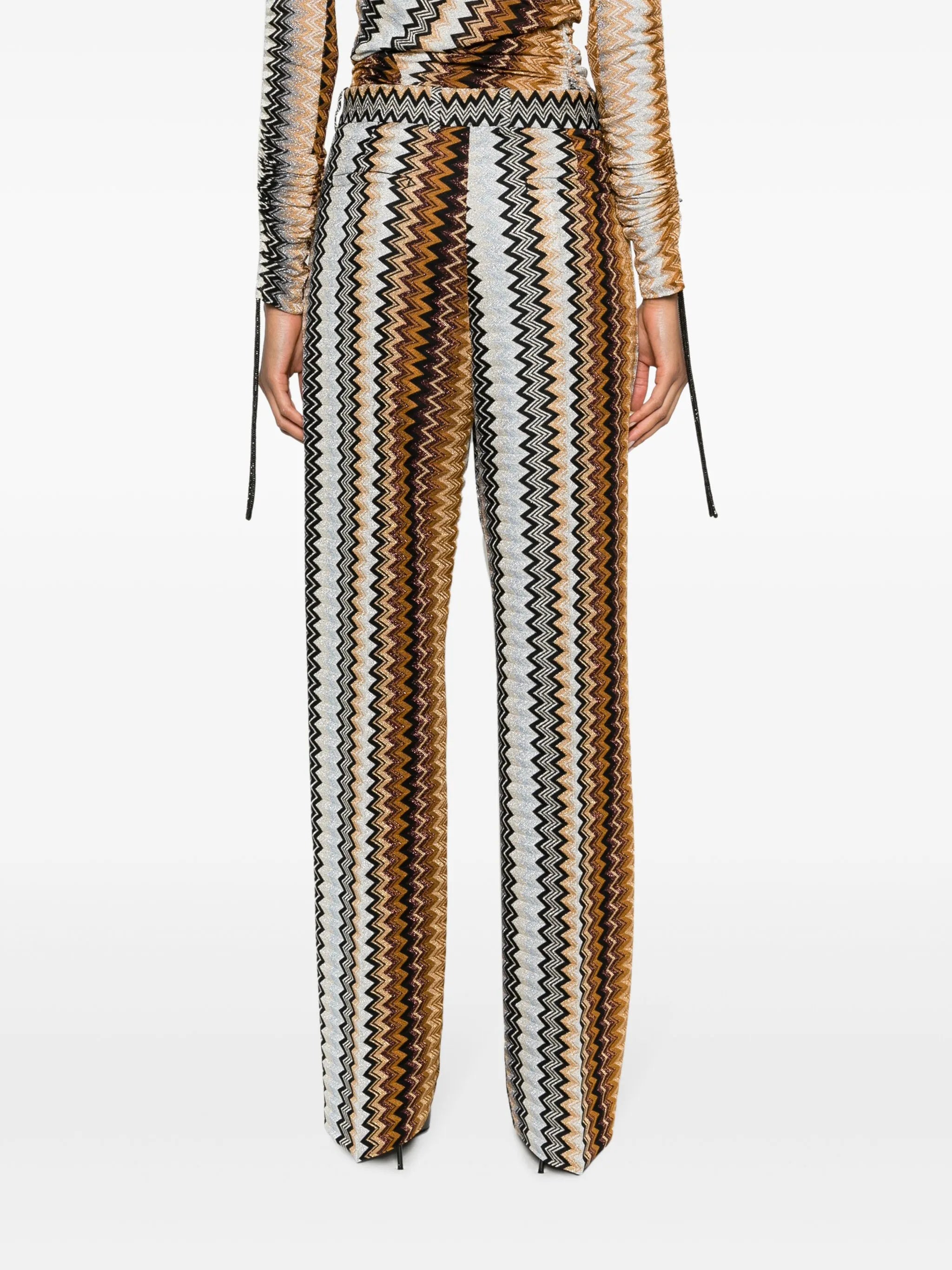 zigzag lurex wide-leg trousers