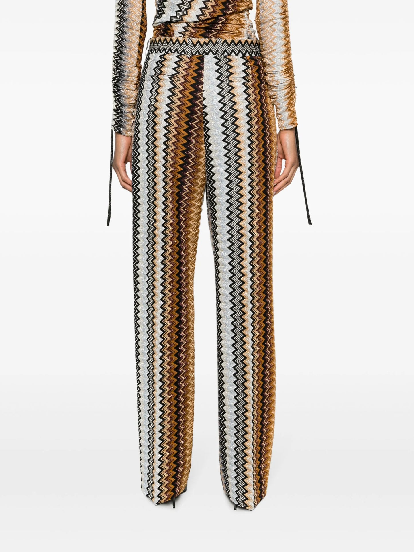 zigzag lurex wide-leg trousers