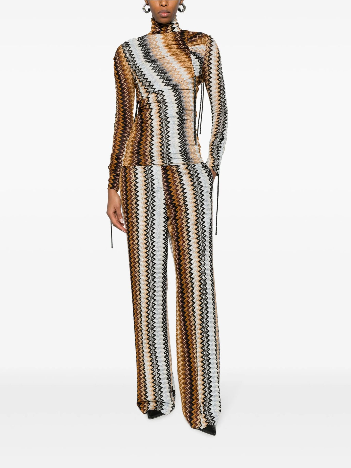 zigzag lurex wide-leg trousers