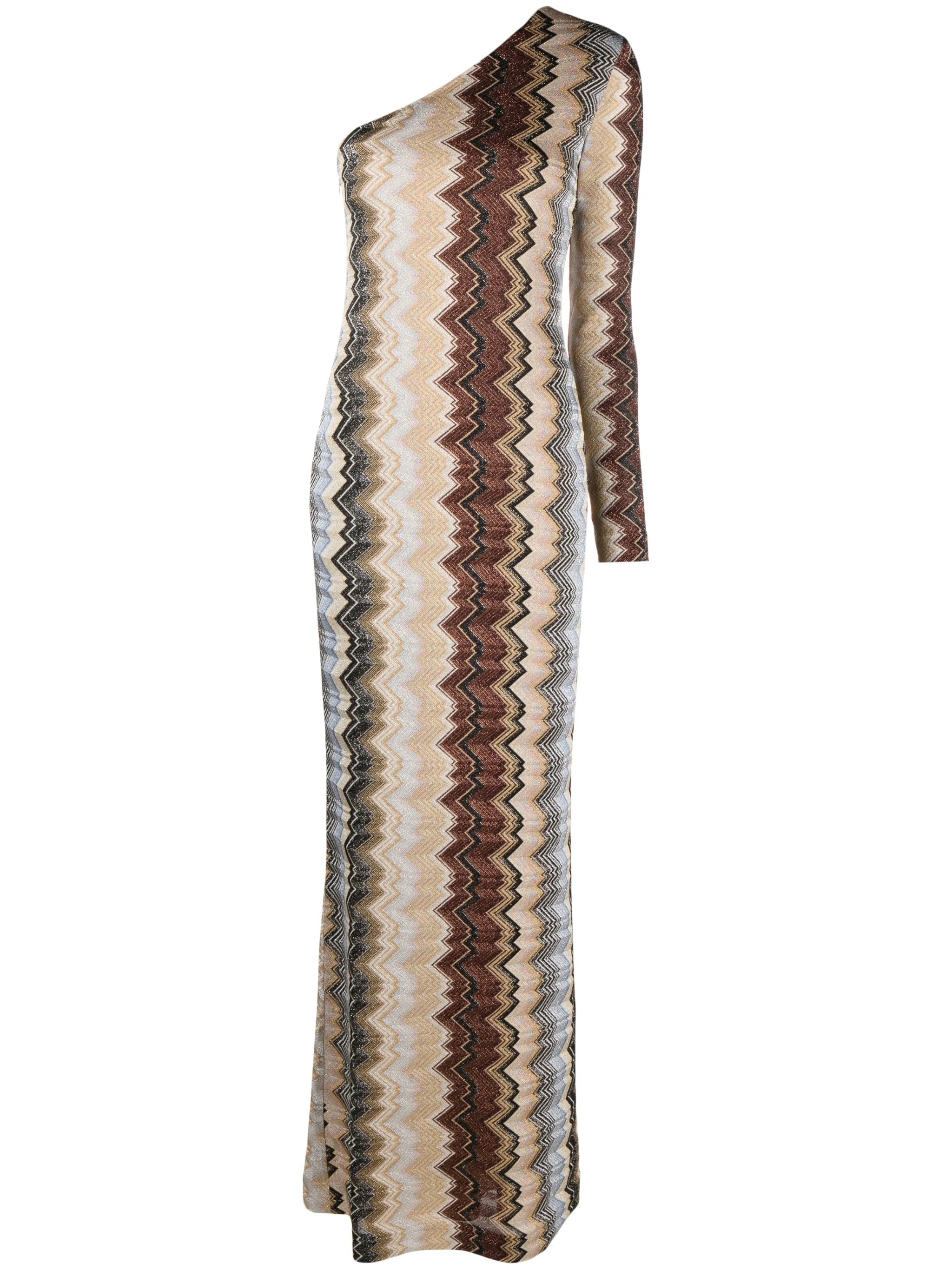 zigzag one-shoulder maxi dress