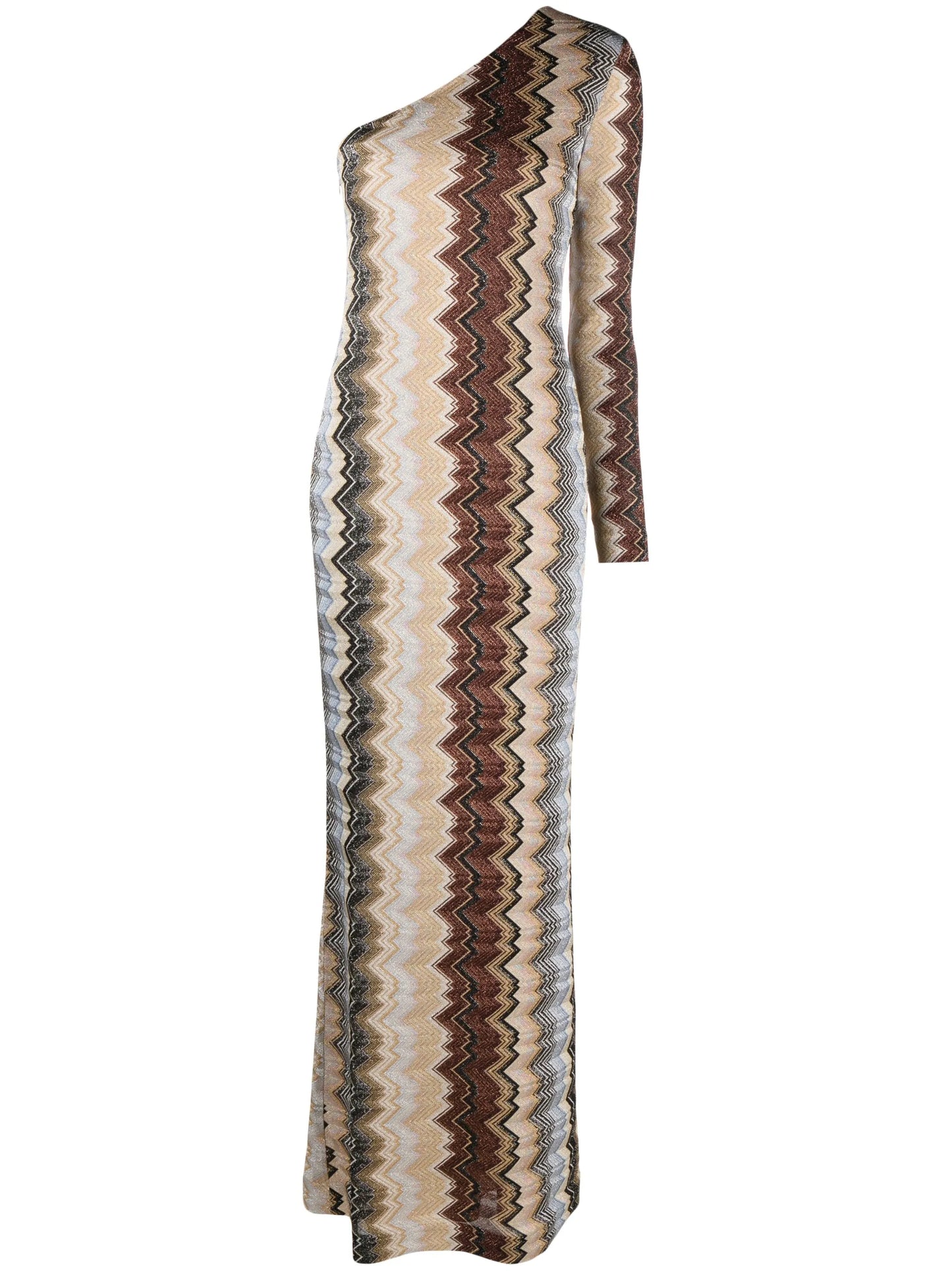 zigzag one-shoulder maxi dress