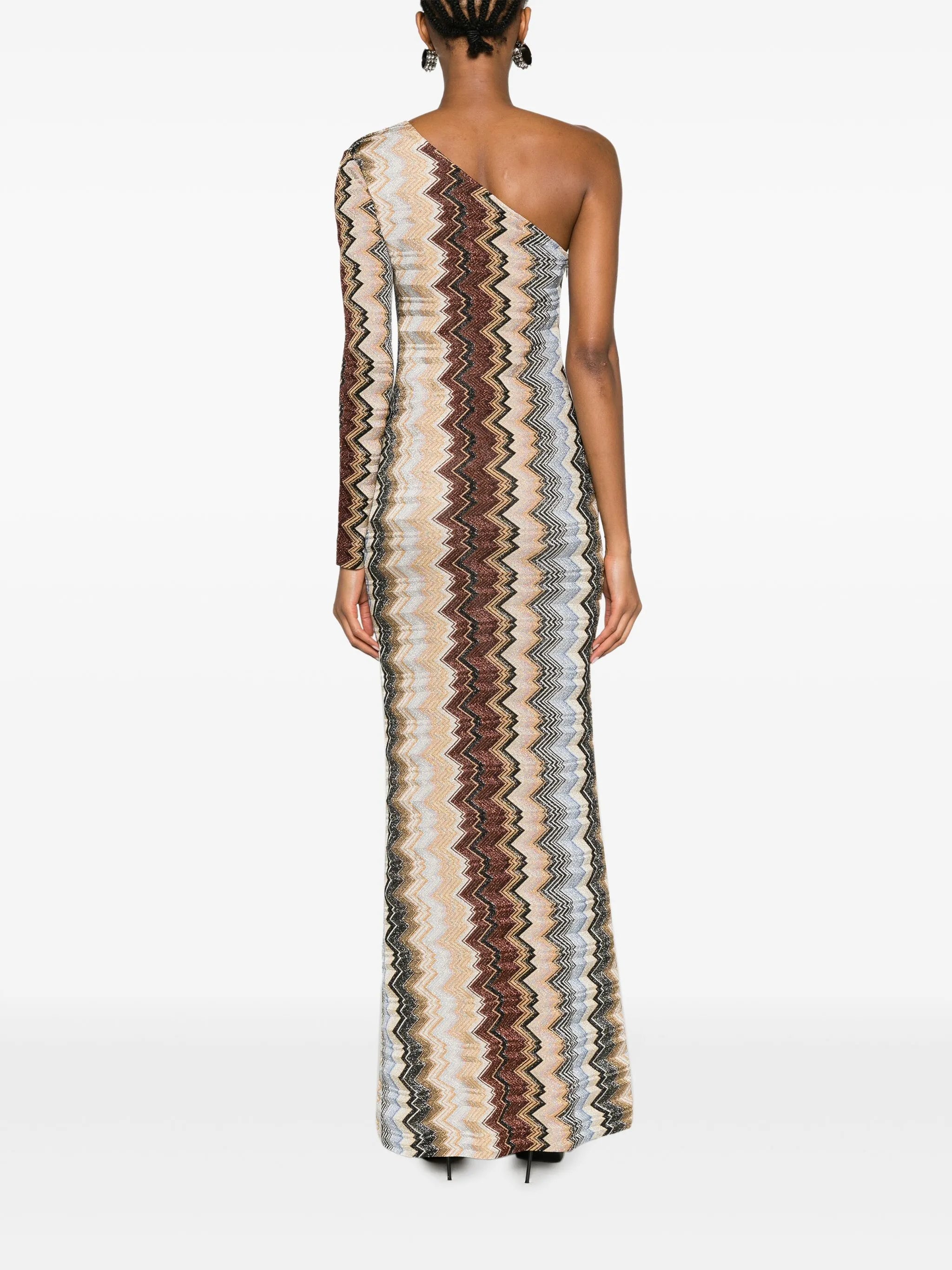 zigzag one-shoulder maxi dress