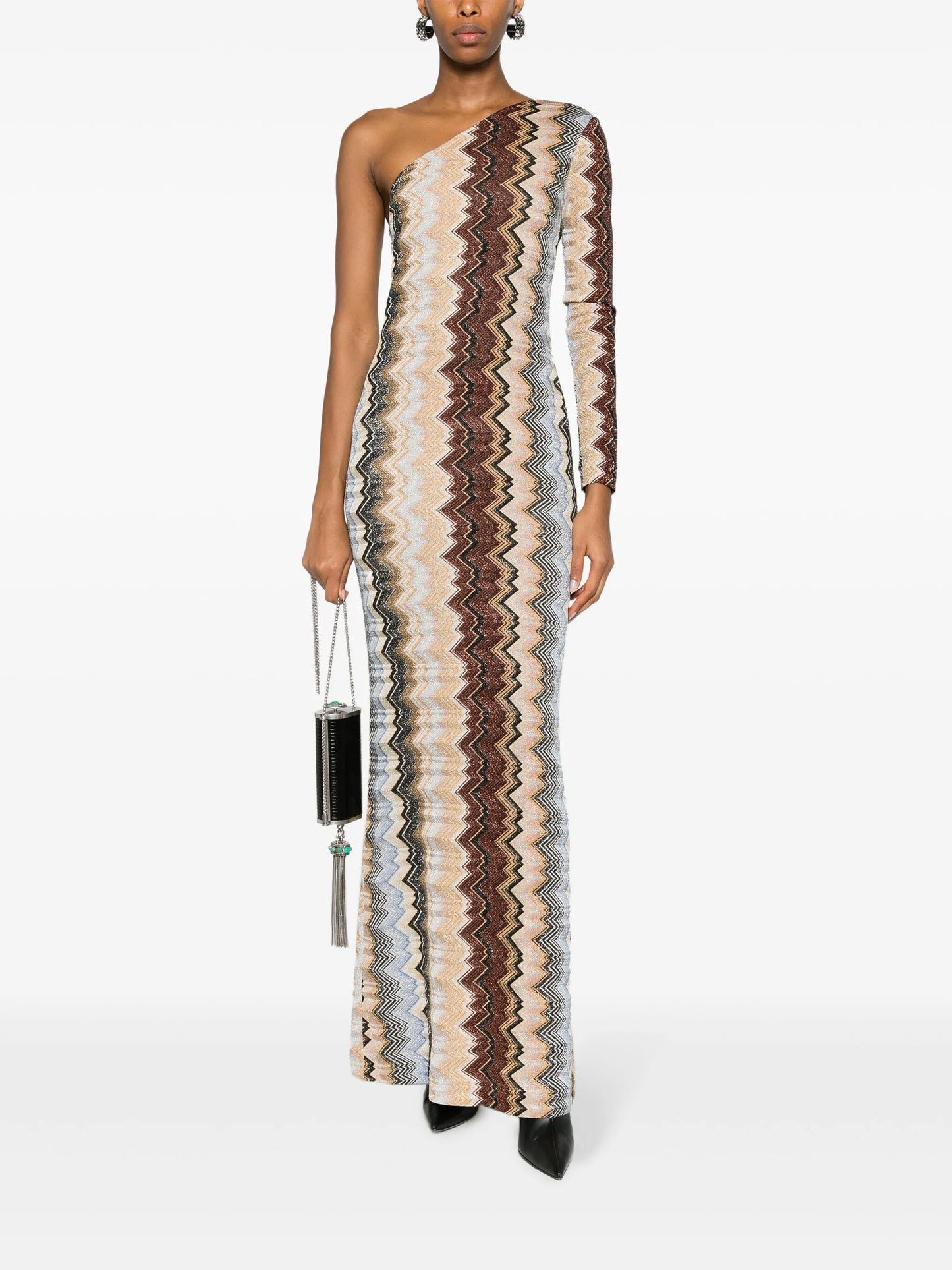 zigzag one-shoulder maxi dress